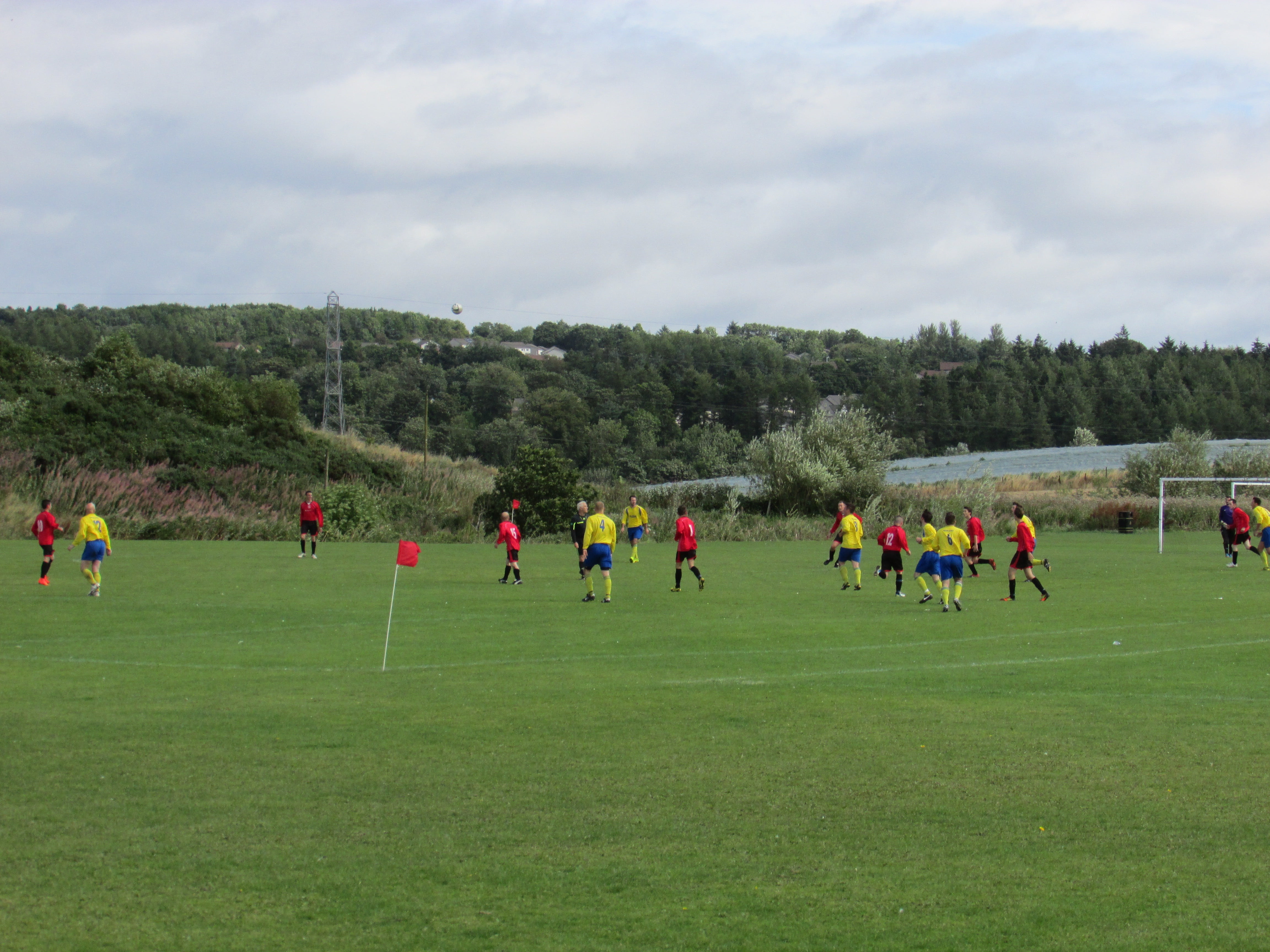 large group of people, grass, cloud - sky, goal, kick, group of people, event, league, play, team, win, soccer, sky, shoot, nature, match, competition, HD Wallpaper