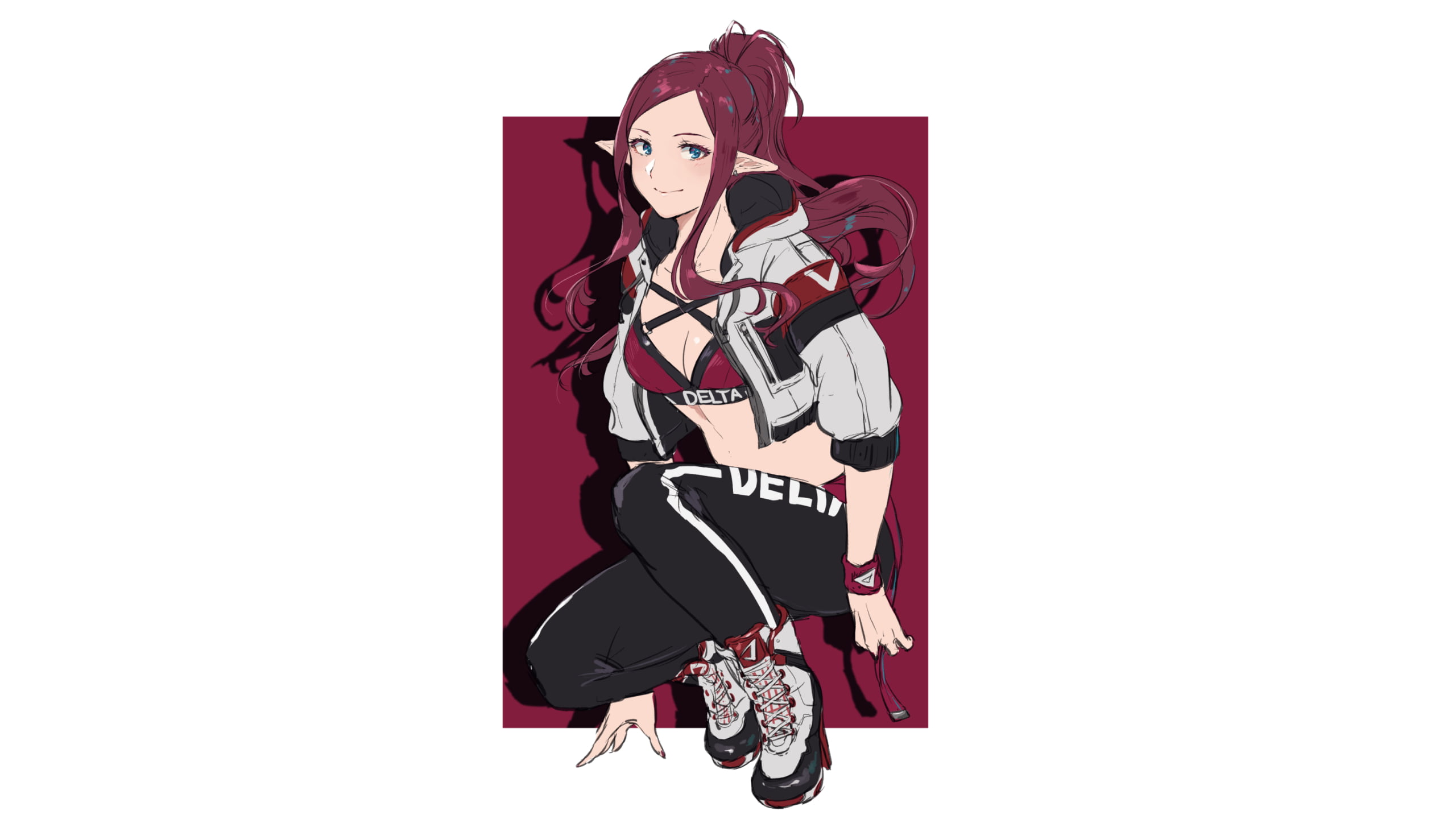 Mirage Farina Jenius, Streetwear, pointed ears, Macross Delta, white background, 2K, anime girls, anime, HD Wallpaper