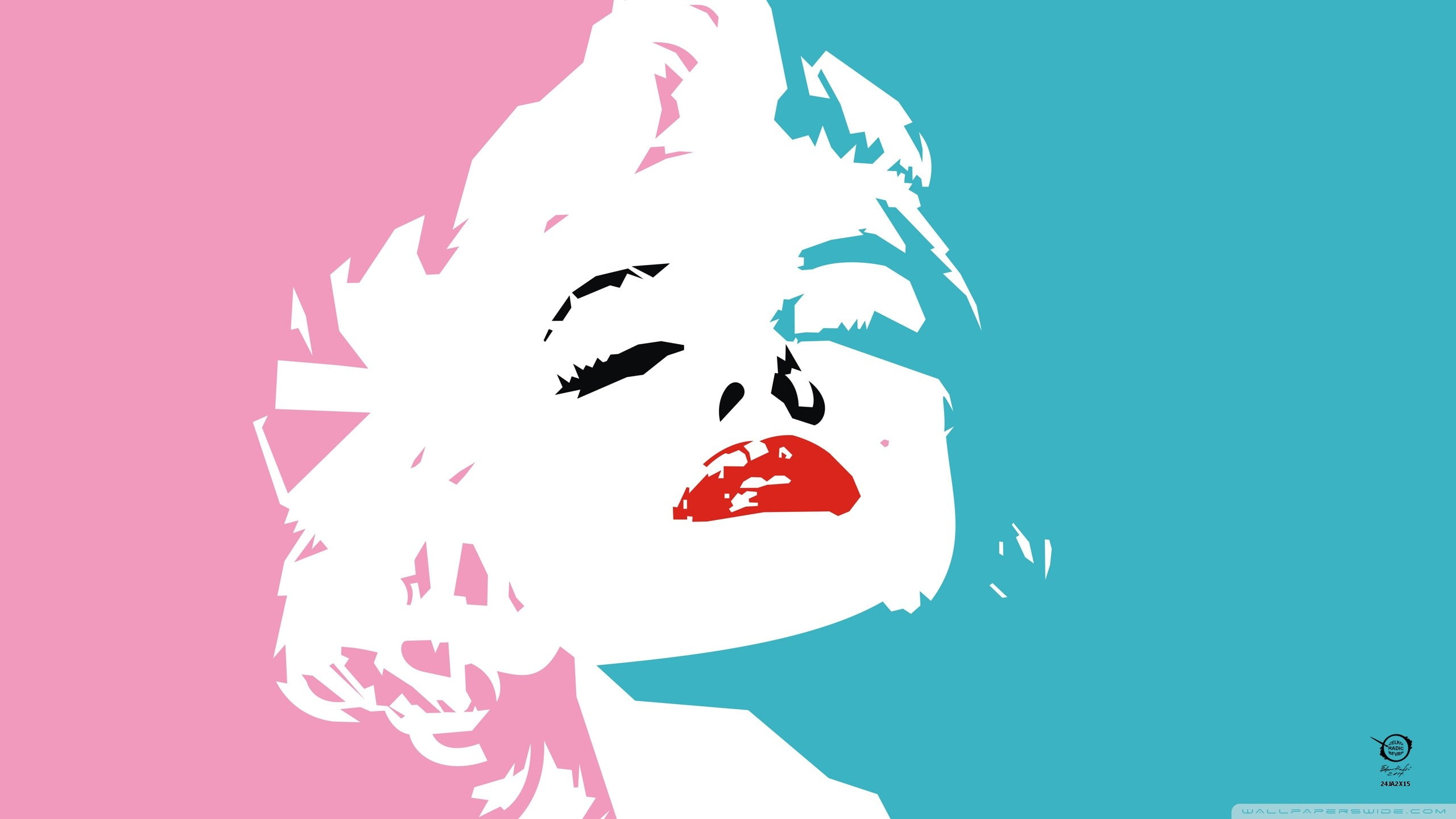 2K, Marilyn Monroe, artwork, pink, Queen, celebrity, colorful, blue, HD Wallpaper