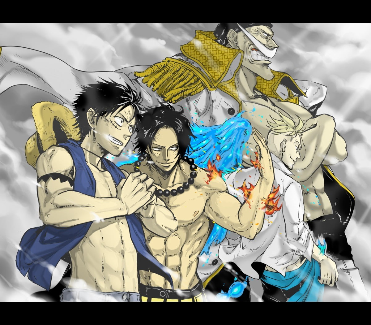 480P, wall - building feature, cloud - sky, male likeness, art and craft, One Piece, creativity, bone, Monkey D. Luffy, white color, auto post production filter, HD Wallpaper