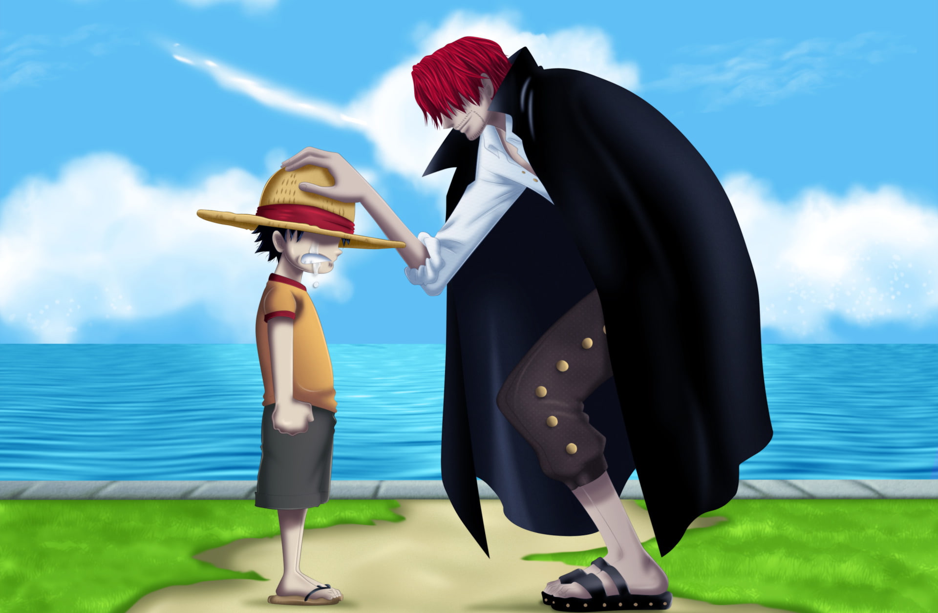 Monkey D. Luffy, Shanks (One Piece), One Piece, 1080P, Anime, HD Wallpaper