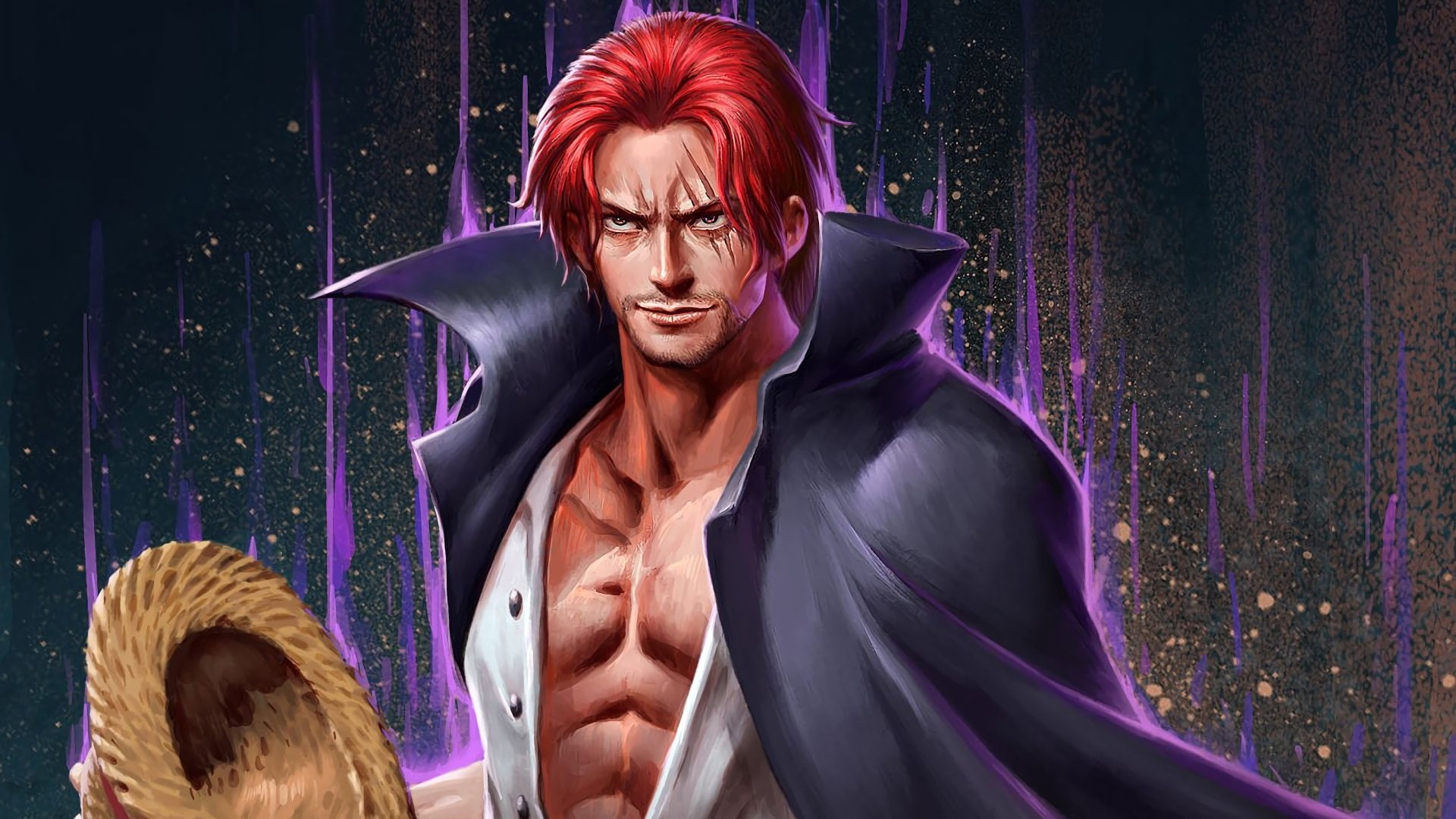 Shanks (One Piece), Anime, Man, Straw Hat, 1080P, Red Hair, One Piece, HD Wallpaper