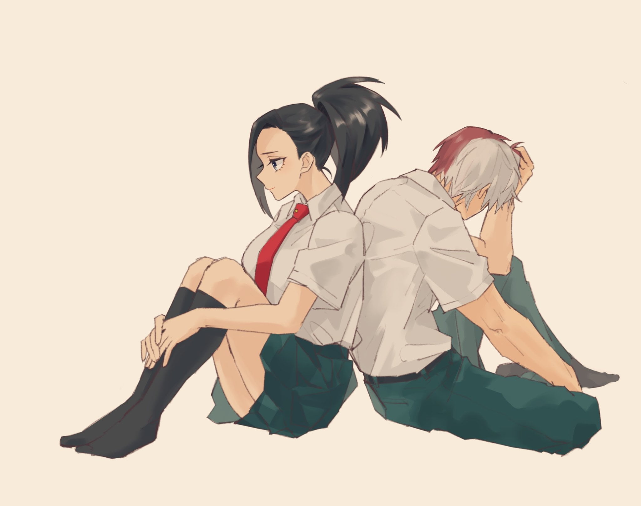 1080P, Anime, Shoto Todoroki, My Hero Academia, Momo Yaoyorozu, HD Wallpaper