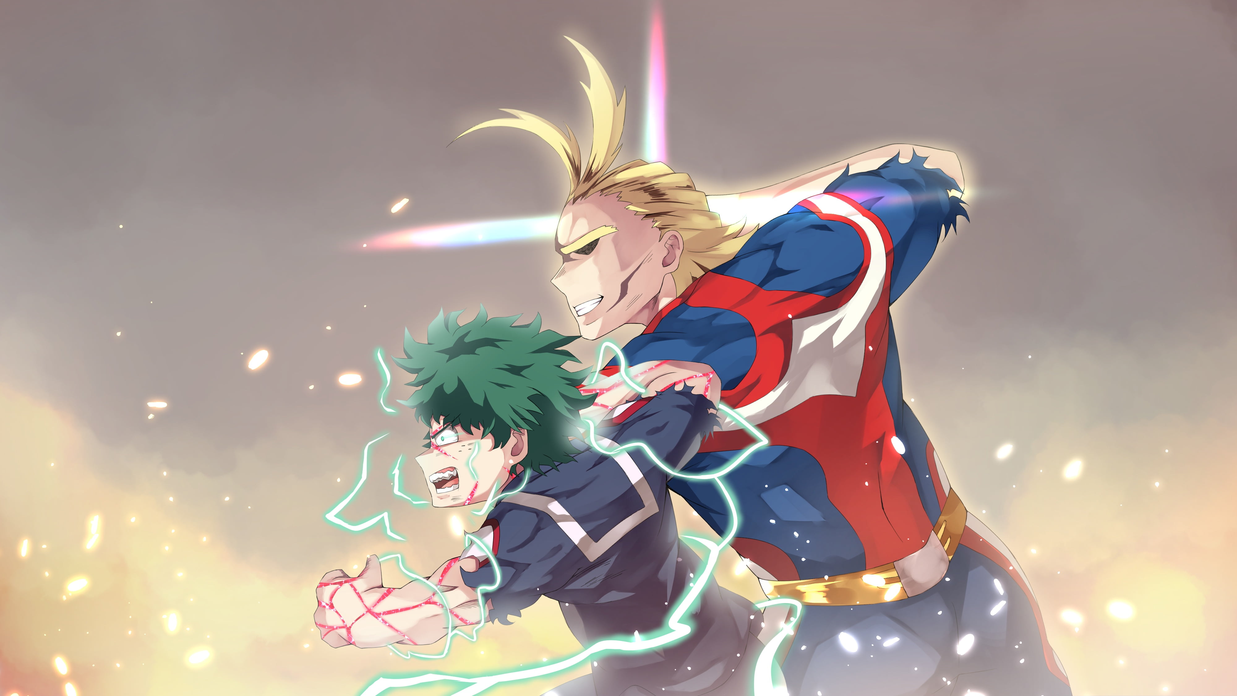 4K, All Might, Toshinori Yagi, Izuku Midoriya, My Hero Academia, Anime, HD Wallpaper