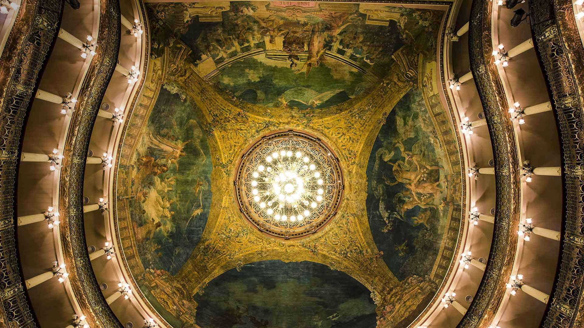 Brazil, Manaus, hall, 1080P, the ceiling, Teatro Amazonas, HD Wallpaper