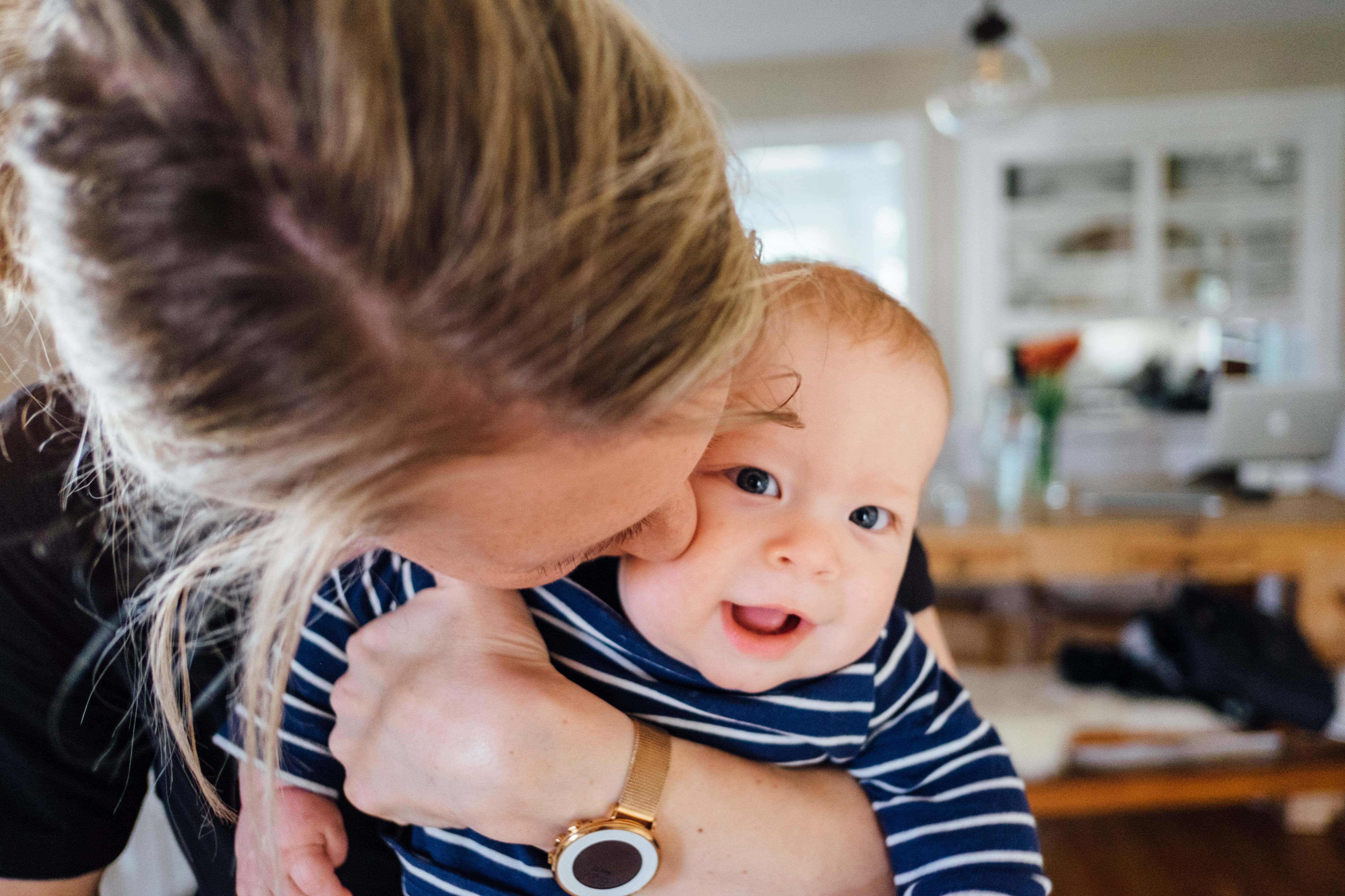 headshot, smartwatch, young, mom, happy baby, toddler, infant, males, family, kid, baby, kiss, smiling, child, smiling baby, men, positive emotion, son, HD Wallpaper