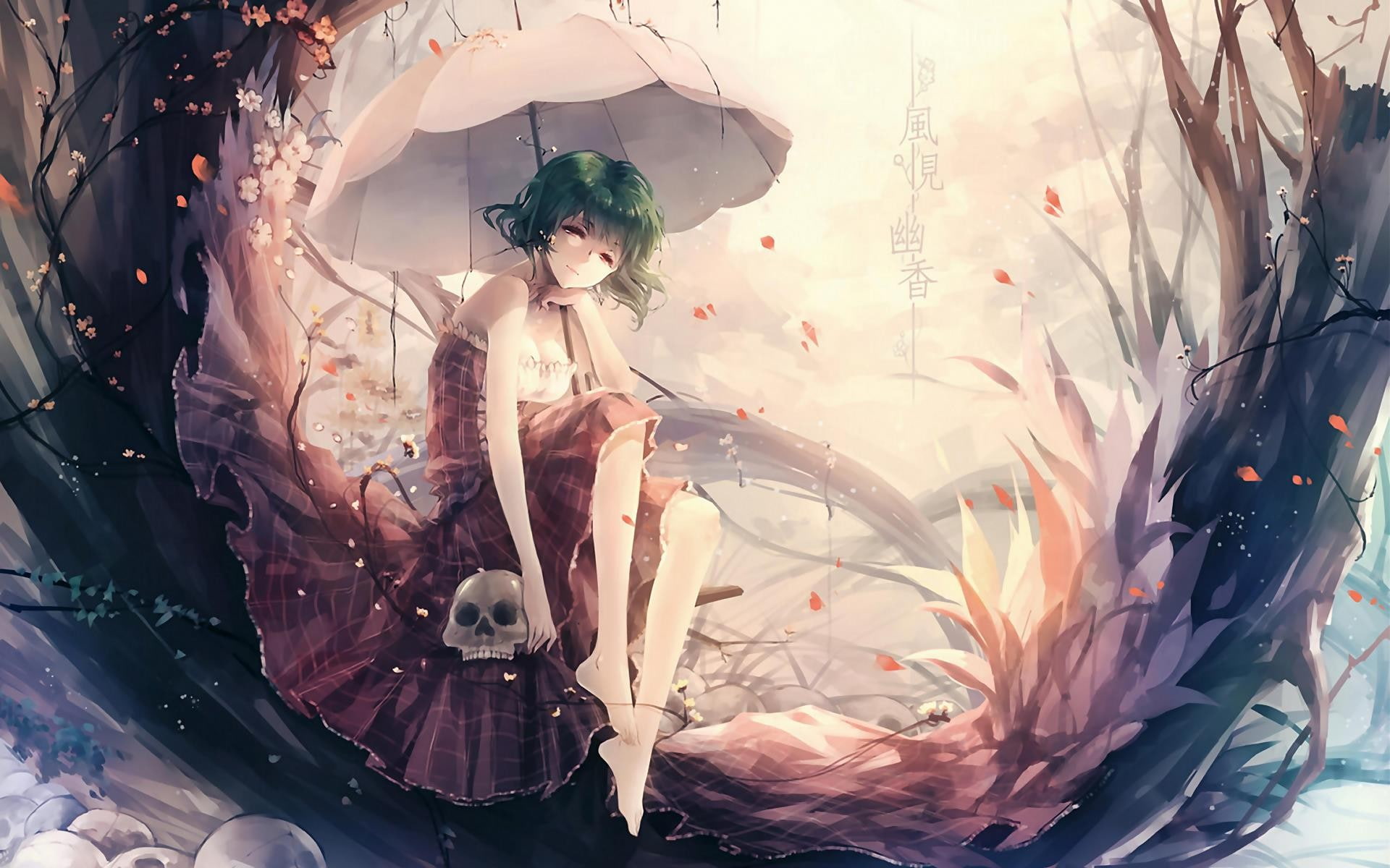 anime girls, Touhou, Kazami Yuuka, umbrella, 1080P, HD Wallpaper