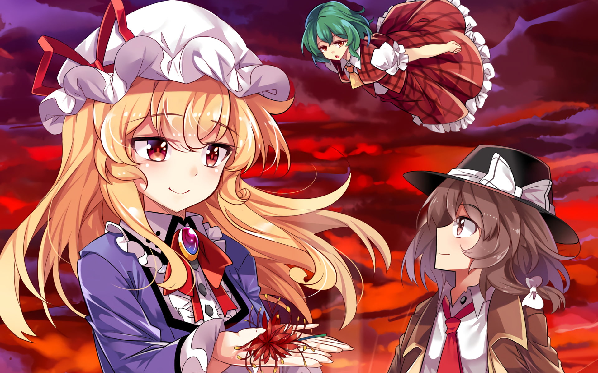 Anime, Renko Usami, 1080P, Maribel Hearn, Touhou, Yuuka Kazami, HD Wallpaper