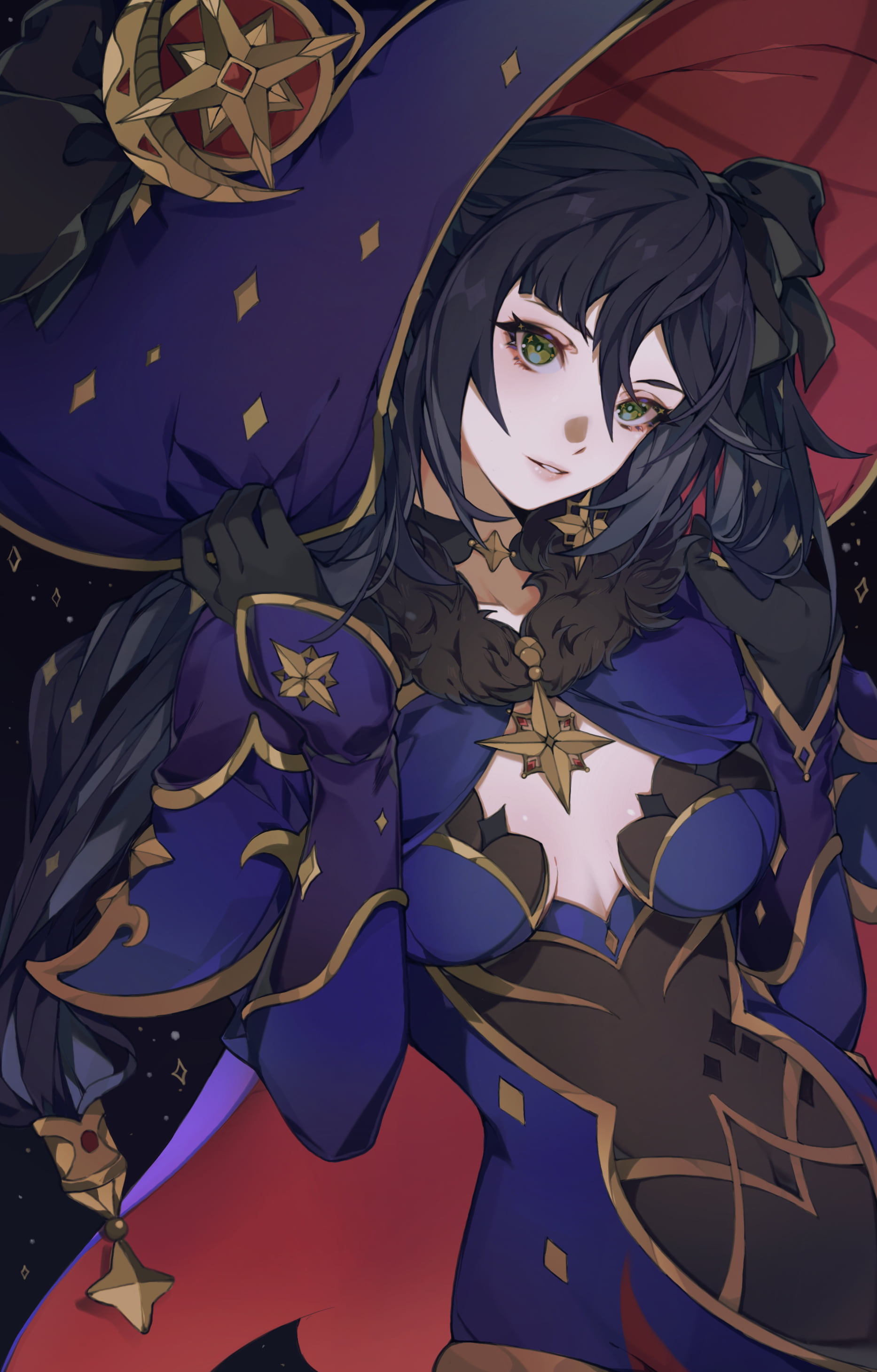 Mona (Genshin Impact), cleavage, Genshin Impact, anime girls, 2K, Phone HD Wallpaper