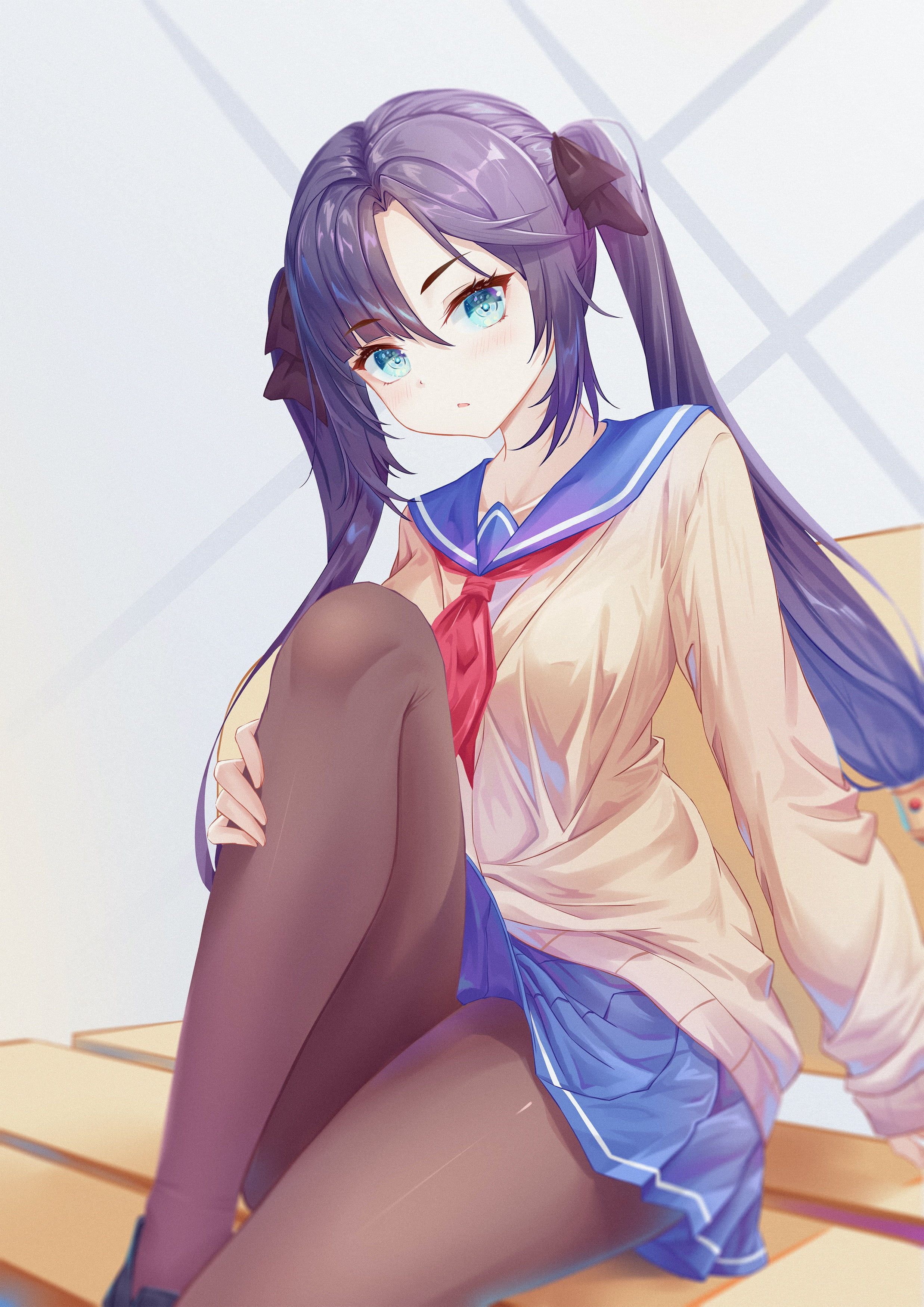 Pai Daxing, 2K, Mona (Genshin Impact), school uniform, anime girls, Genshin Impact, Phone HD Wallpaper