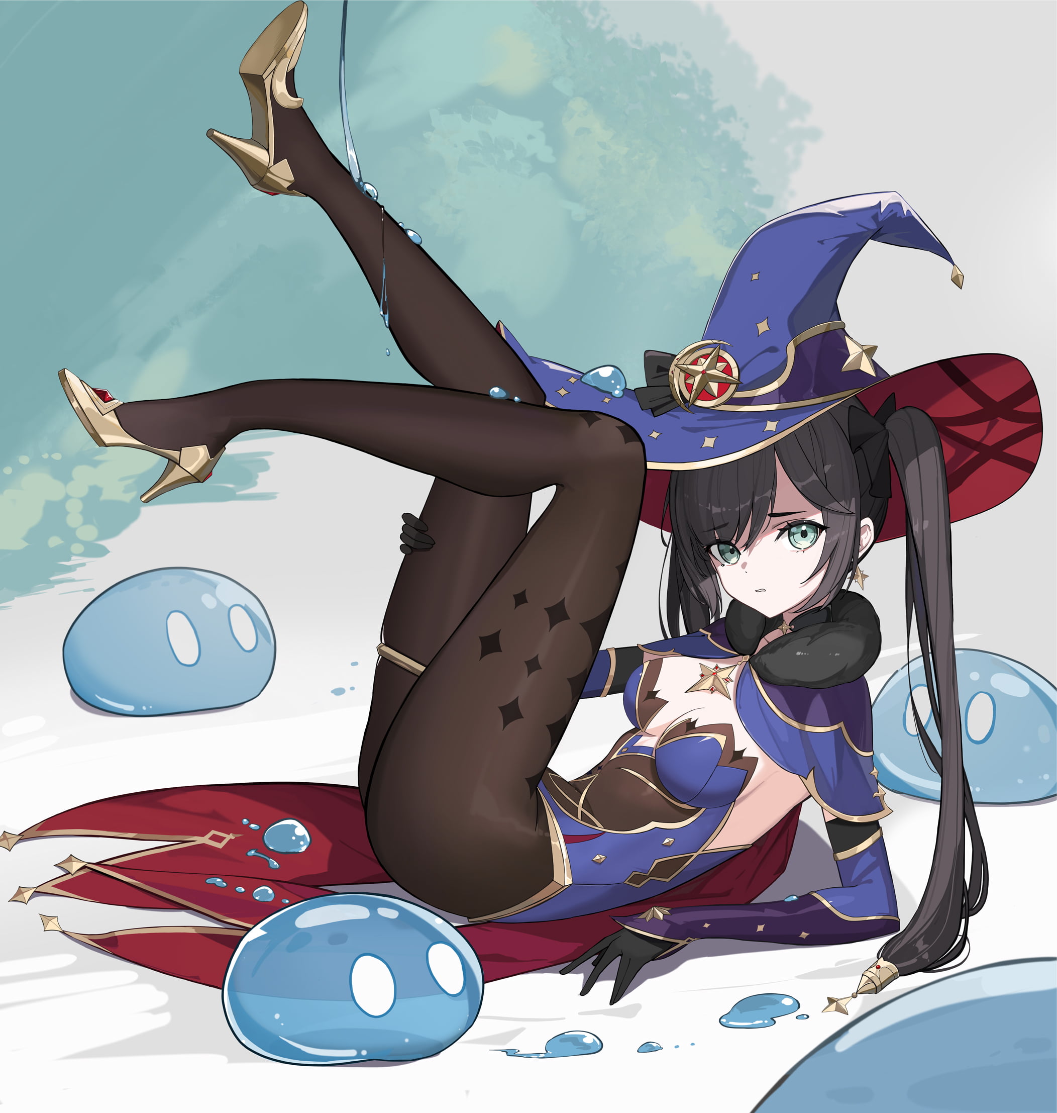 bodystockings, thighs, anime girls, Genshin Impact, 1080P, Mona (Genshin Impact), thigh-highs, Phone HD Wallpaper