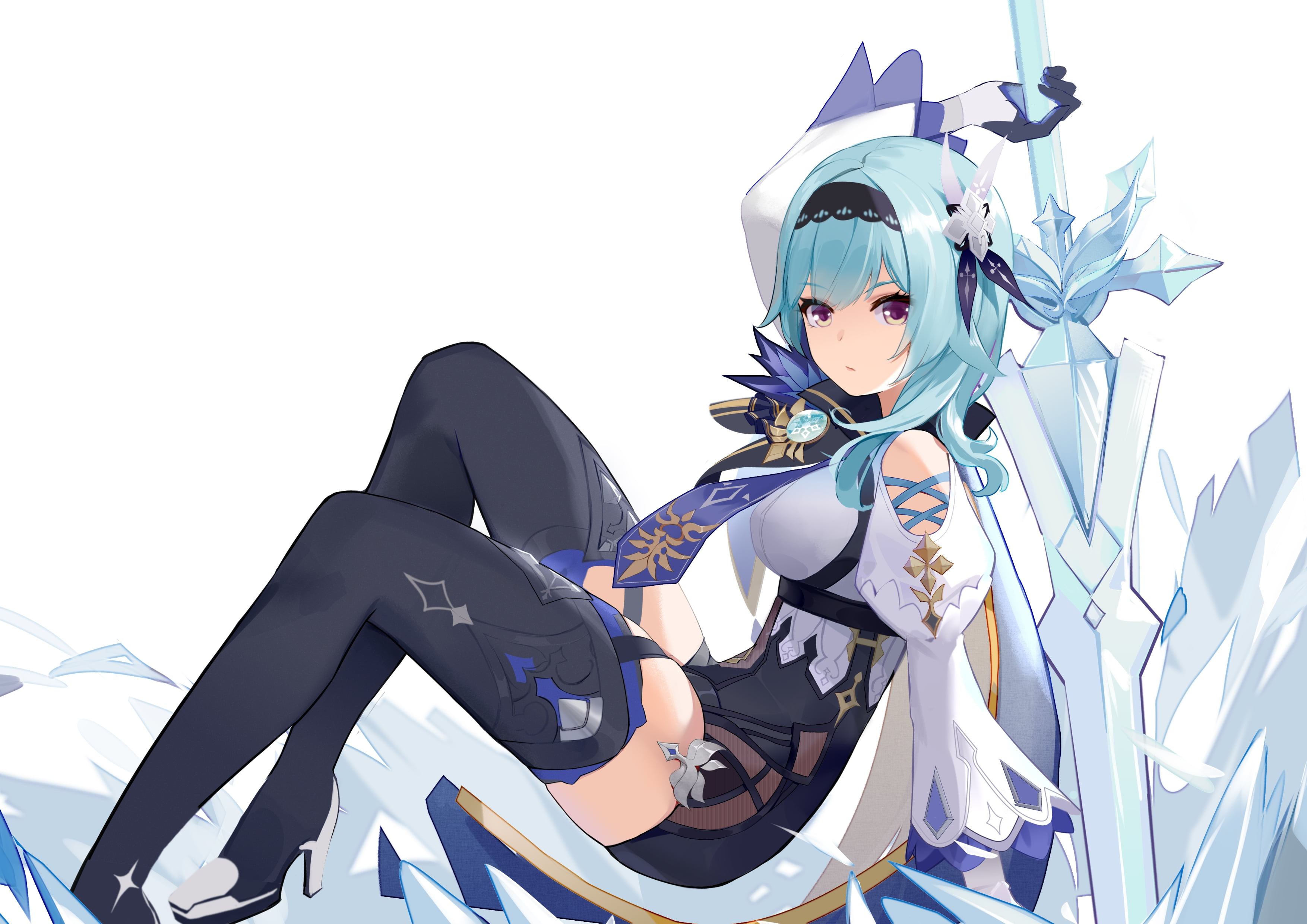 2K, anime girls, Eula(Genshin impact), Genshin Impact, HD Wallpaper