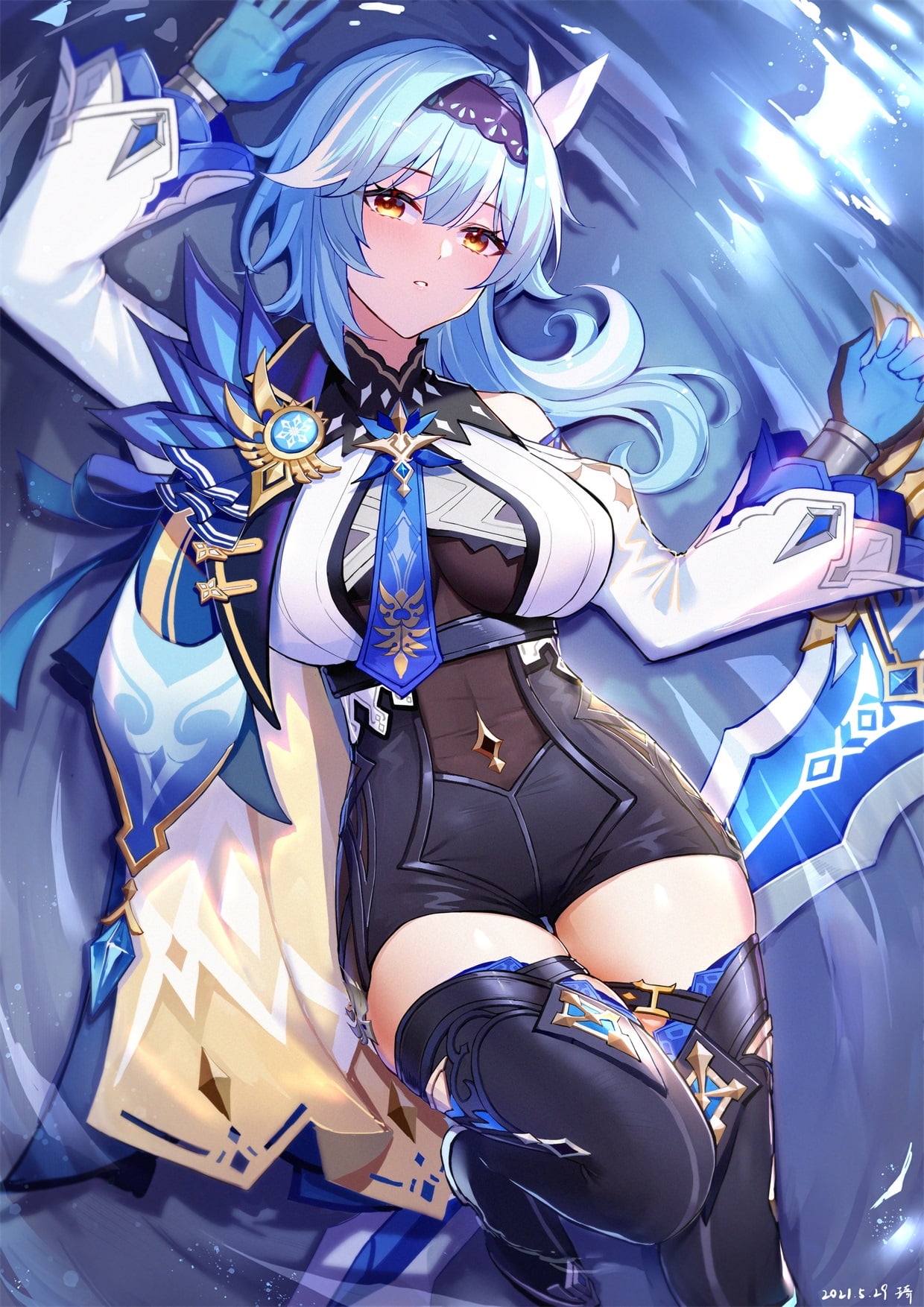 720P, anime girls, Genshin Impact, Eula(Genshin impact), Phone HD Wallpaper
