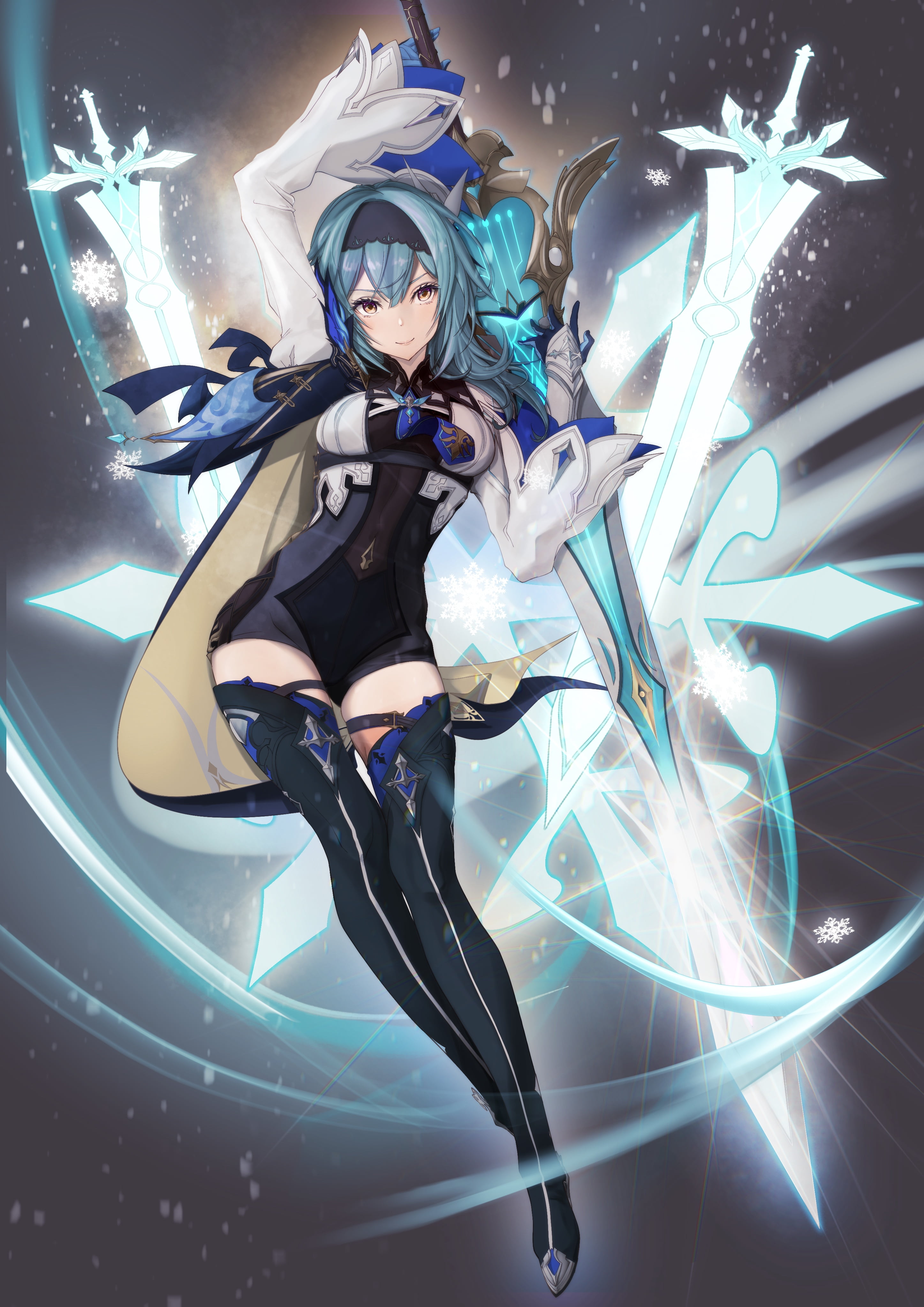 thighs, knee-high boots, 4K, Eula(Genshin impact), anime girls, Genshin Impact, Phone HD Wallpaper