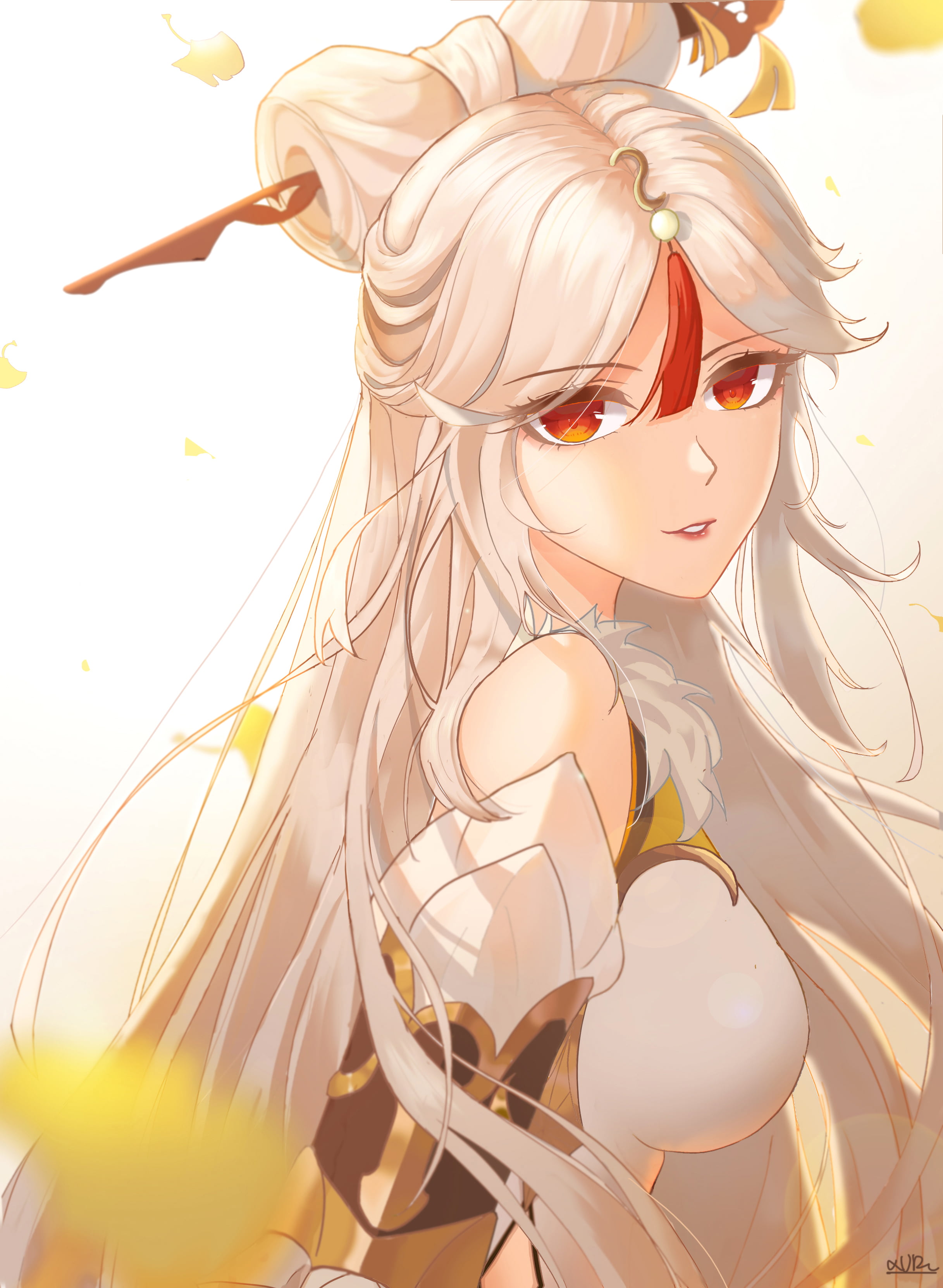 red eyes, anime girls, Xude, Ningguang (Genshin Impact), 2K, Genshin Impact, Phone HD Wallpaper