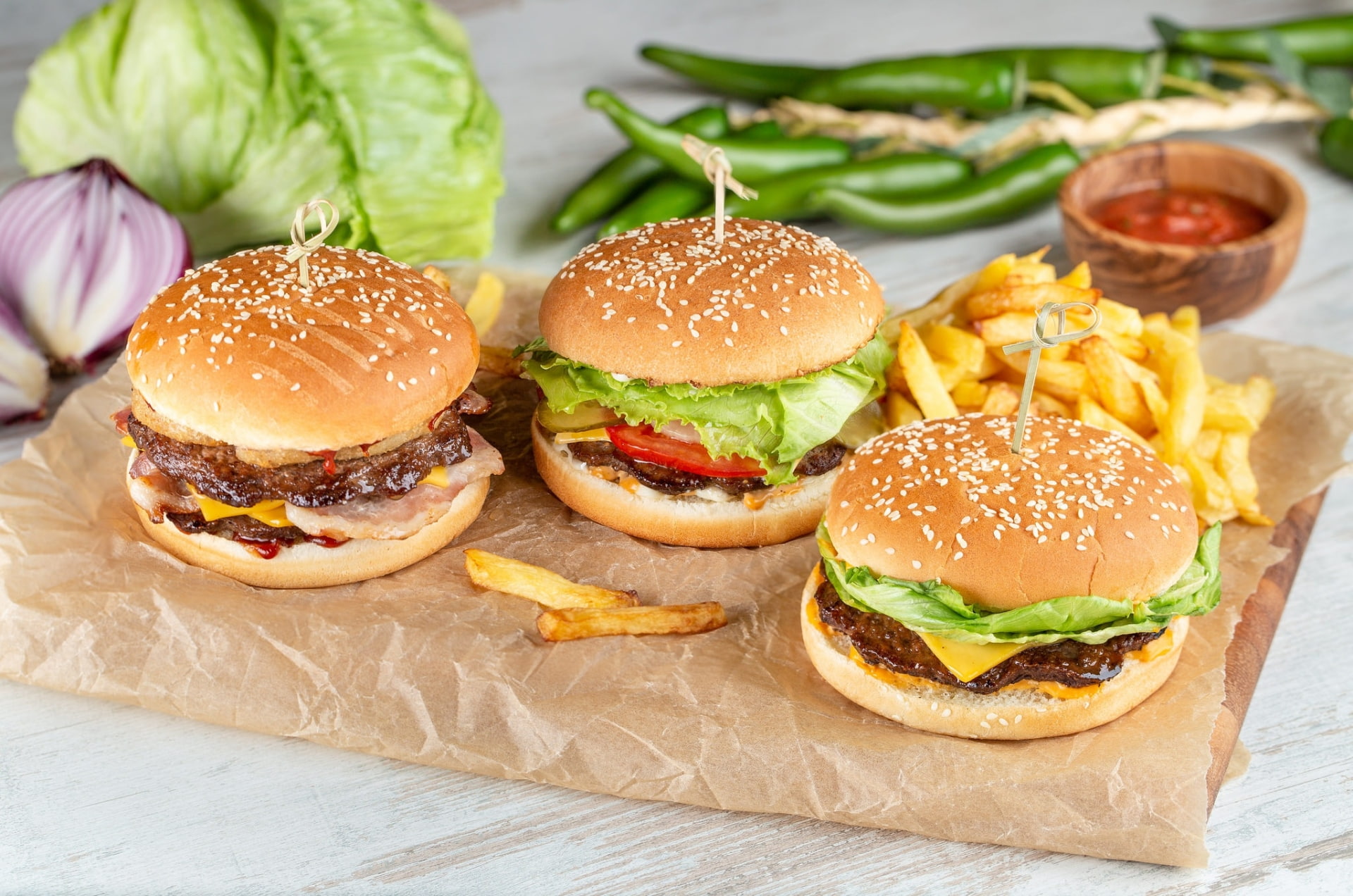 1080P, French Fries, Still Life, Burger, Food, HD Wallpaper