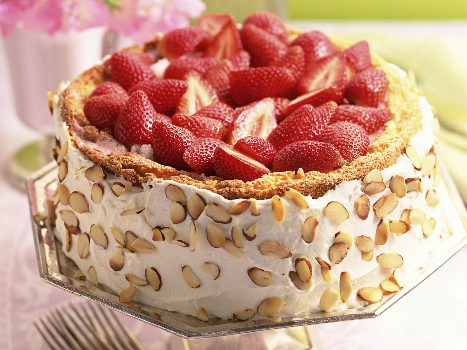 strawberries, 720P, cake, food, HD Wallpaper