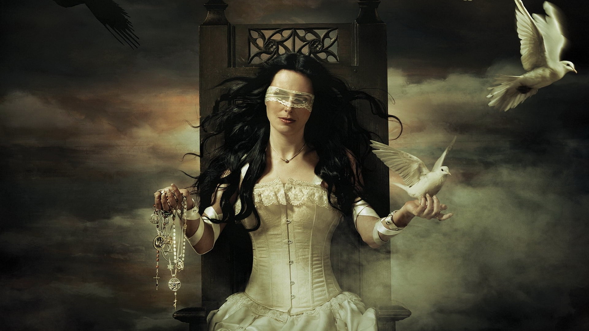 beautiful people, digital composite, front view, gothic style, portrait, mood, smoke - physical structure, fantasy, witch, 1080P, women, metal, adult, HD Wallpaper