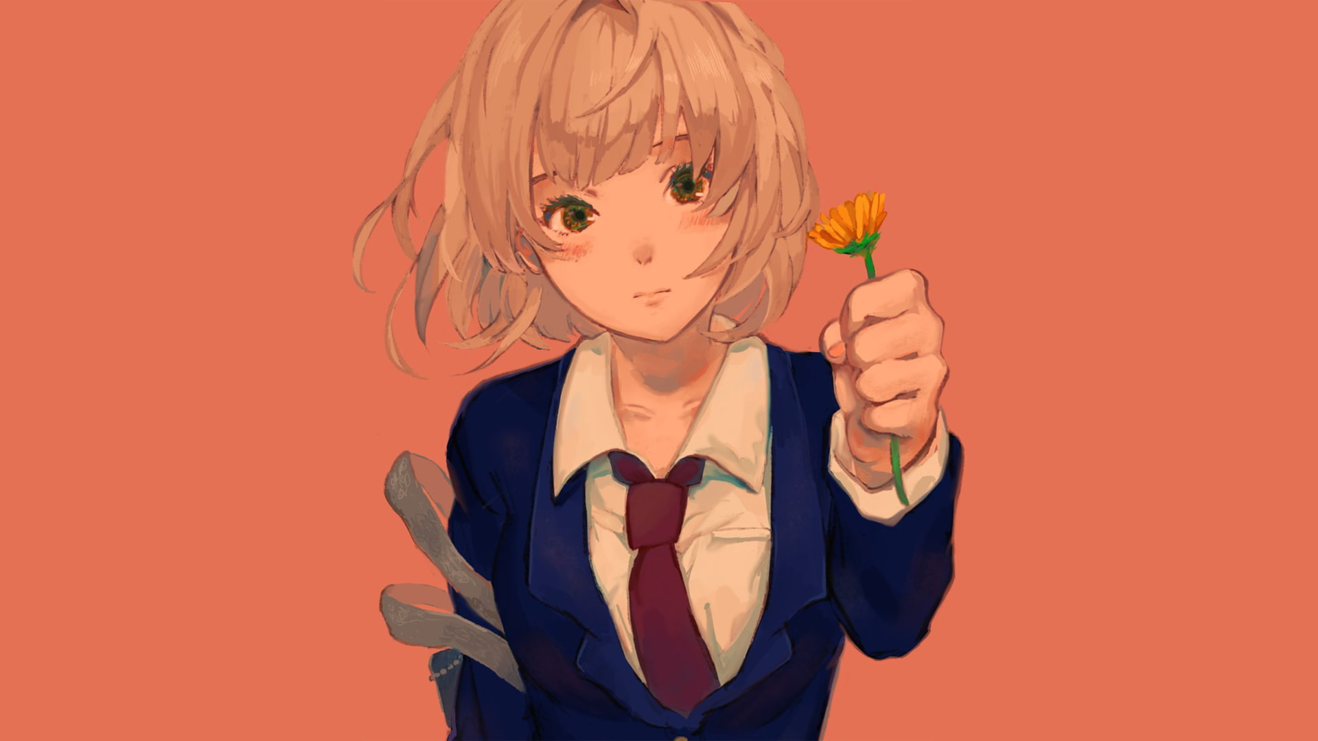 anime, childhood, girls, cut out, hair, representation, manga, anime girls, orange background, portrait, front view, orange, one person, waist up, hairstyle, HD Wallpaper