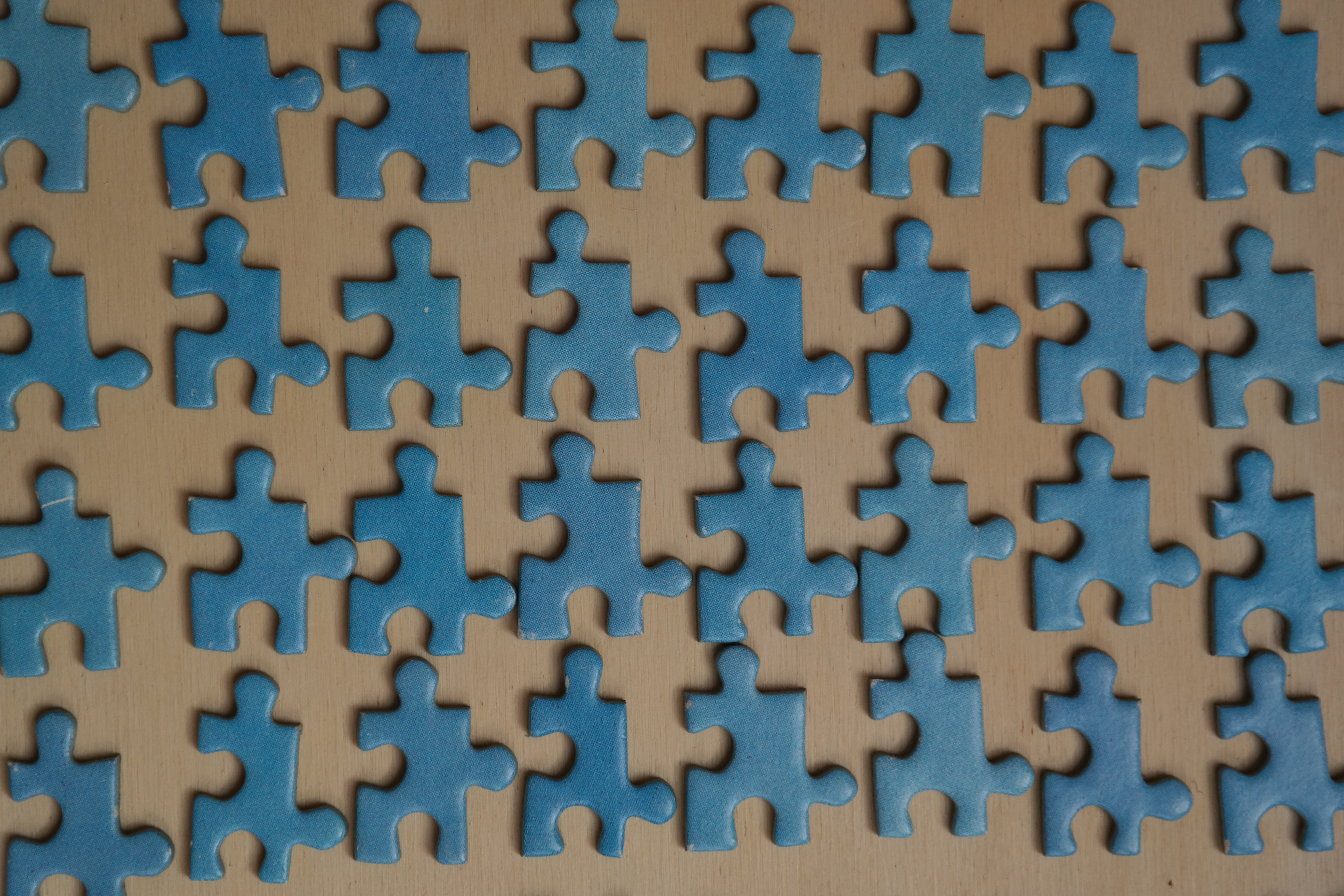particles, full frame, sorted, pattern, items, memory cards covered with, jigsaw piece, jigsaw Puzzle, blue, piecing together, share, challenge, toy, indoors, HD Wallpaper