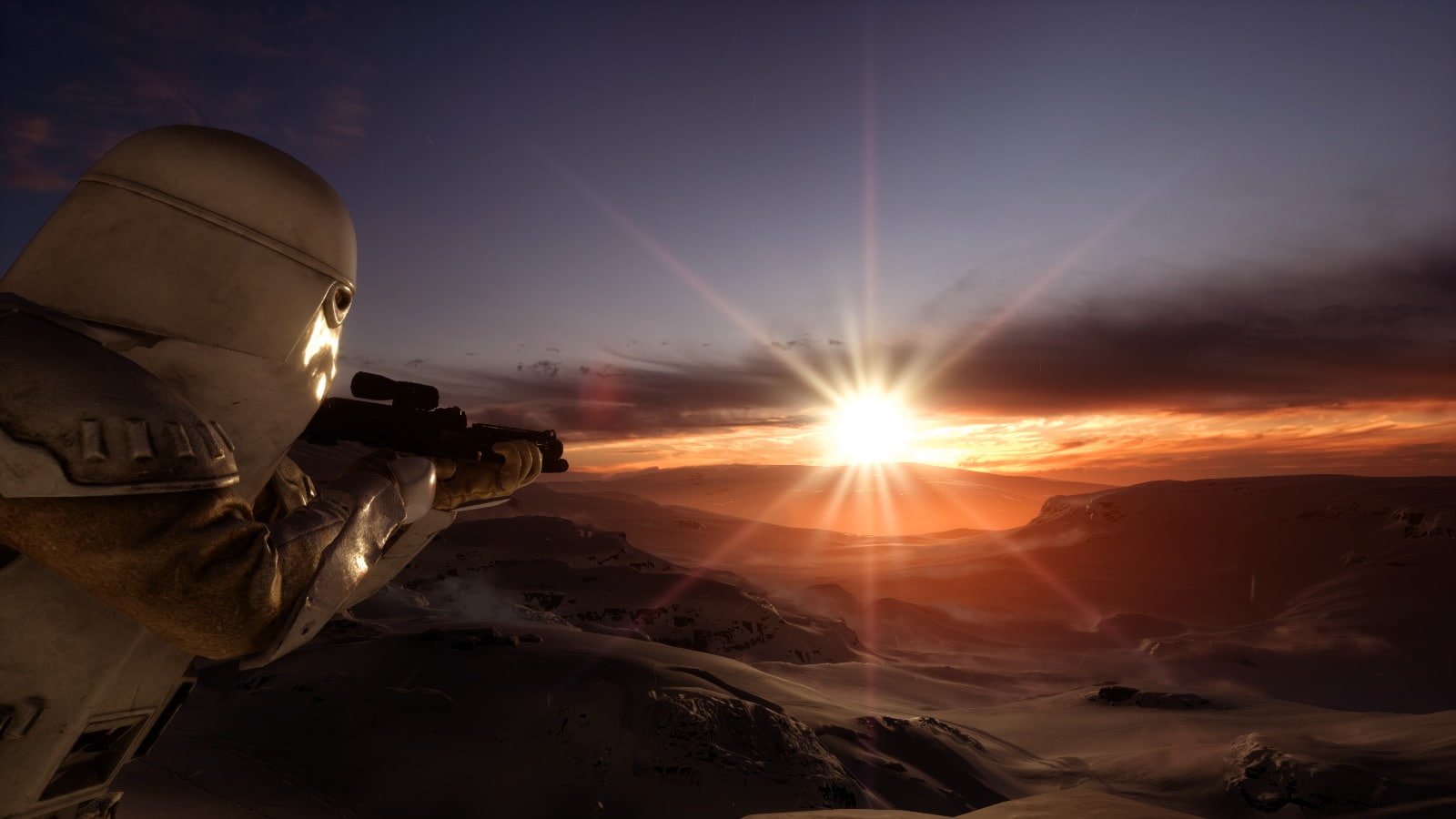 Star Wars Battlefront (2015), Snowtrooper, 720P, Star Wars, Sunset, Snow, HD Wallpaper