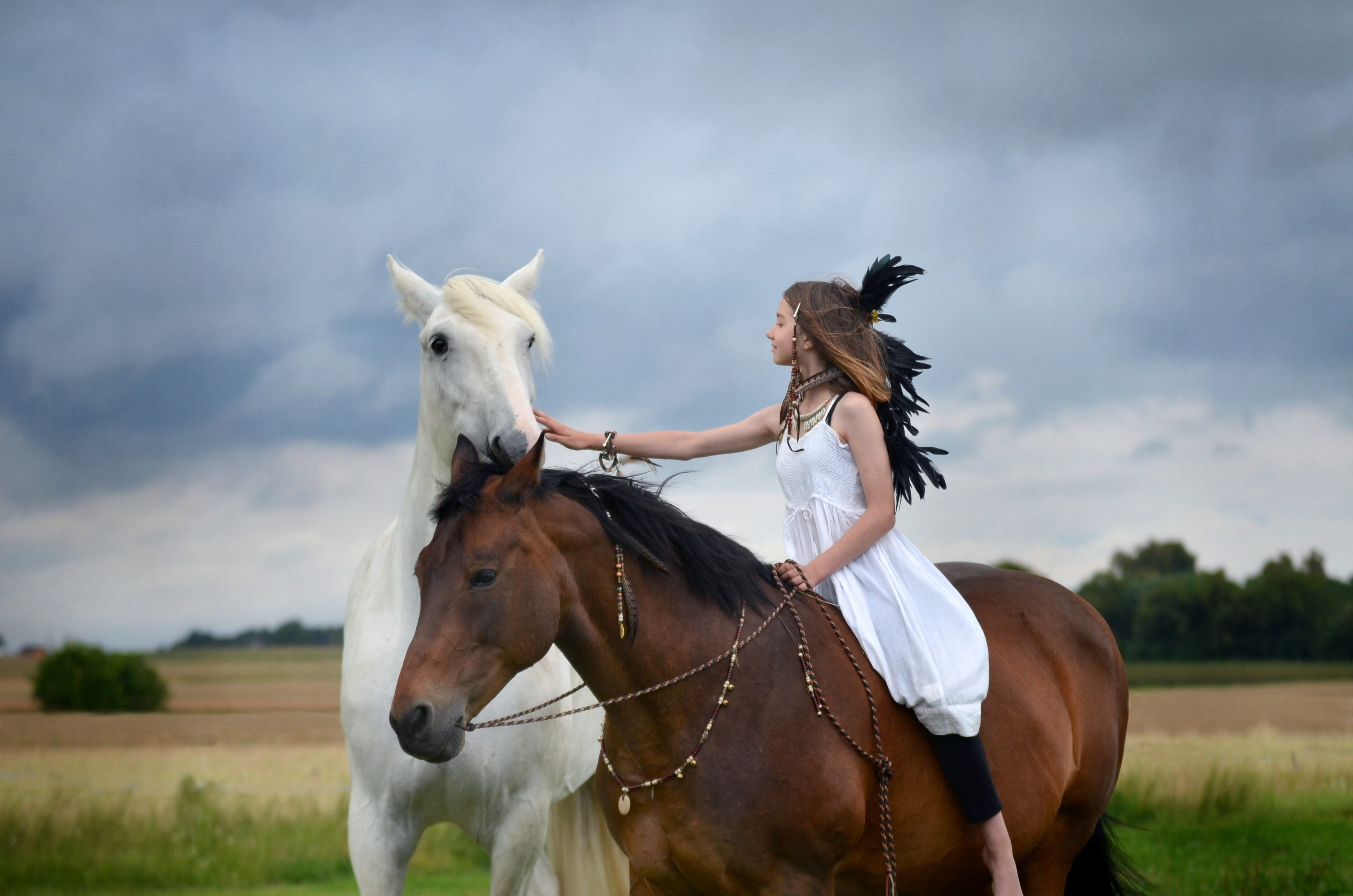 joyful, dom, working animal, bridless, horse, real people, summer, one animal, pets, livestock, trust, horseback riding, breeze, ride, teenager, care, cloud - sky, HD Wallpaper