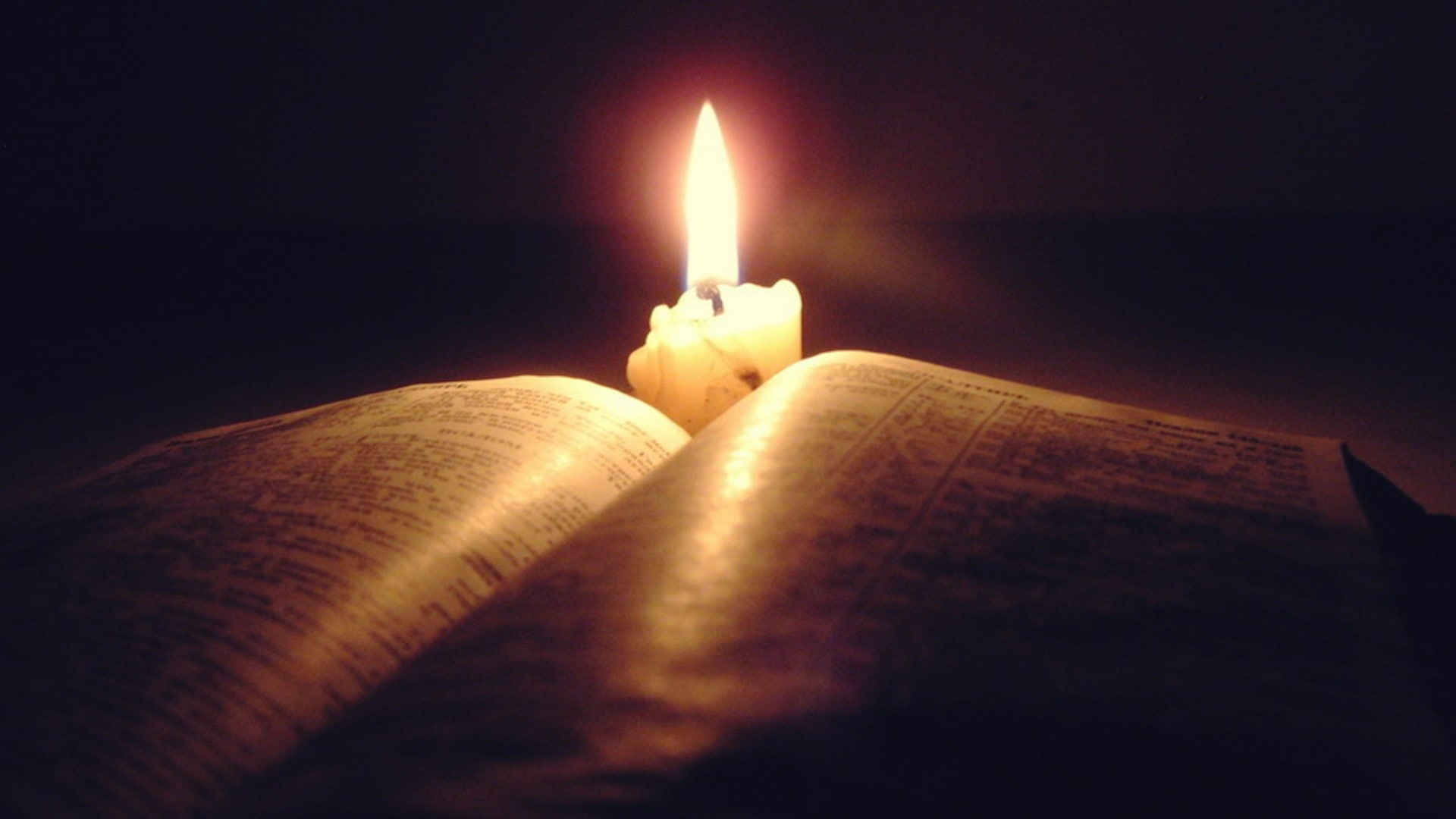 Christianity, books, Holy Bible, 1080P, lights, candles, HD Wallpaper