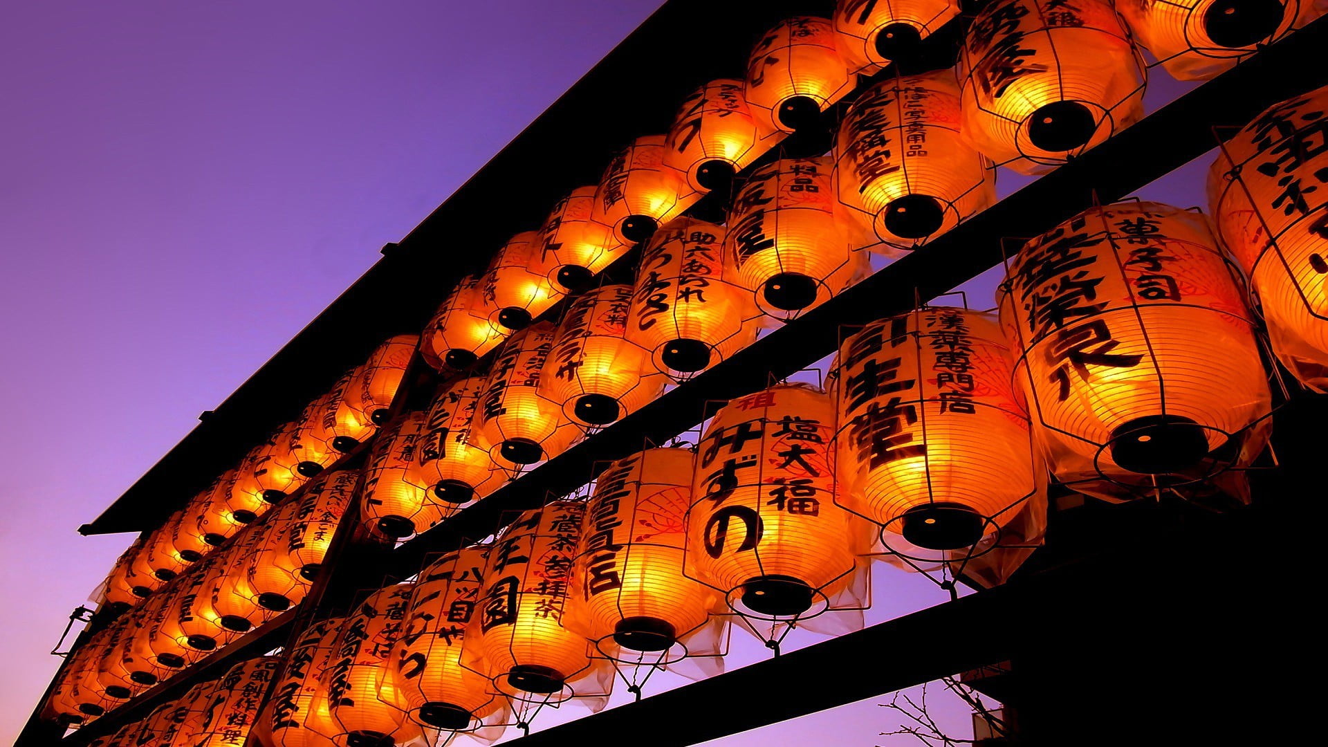 lantern, hanging, no people, architecture, decoration, building exterior, outdoors, 1080P, illuminated, communication, text, lights, photography, lighting equipment, HD Wallpaper