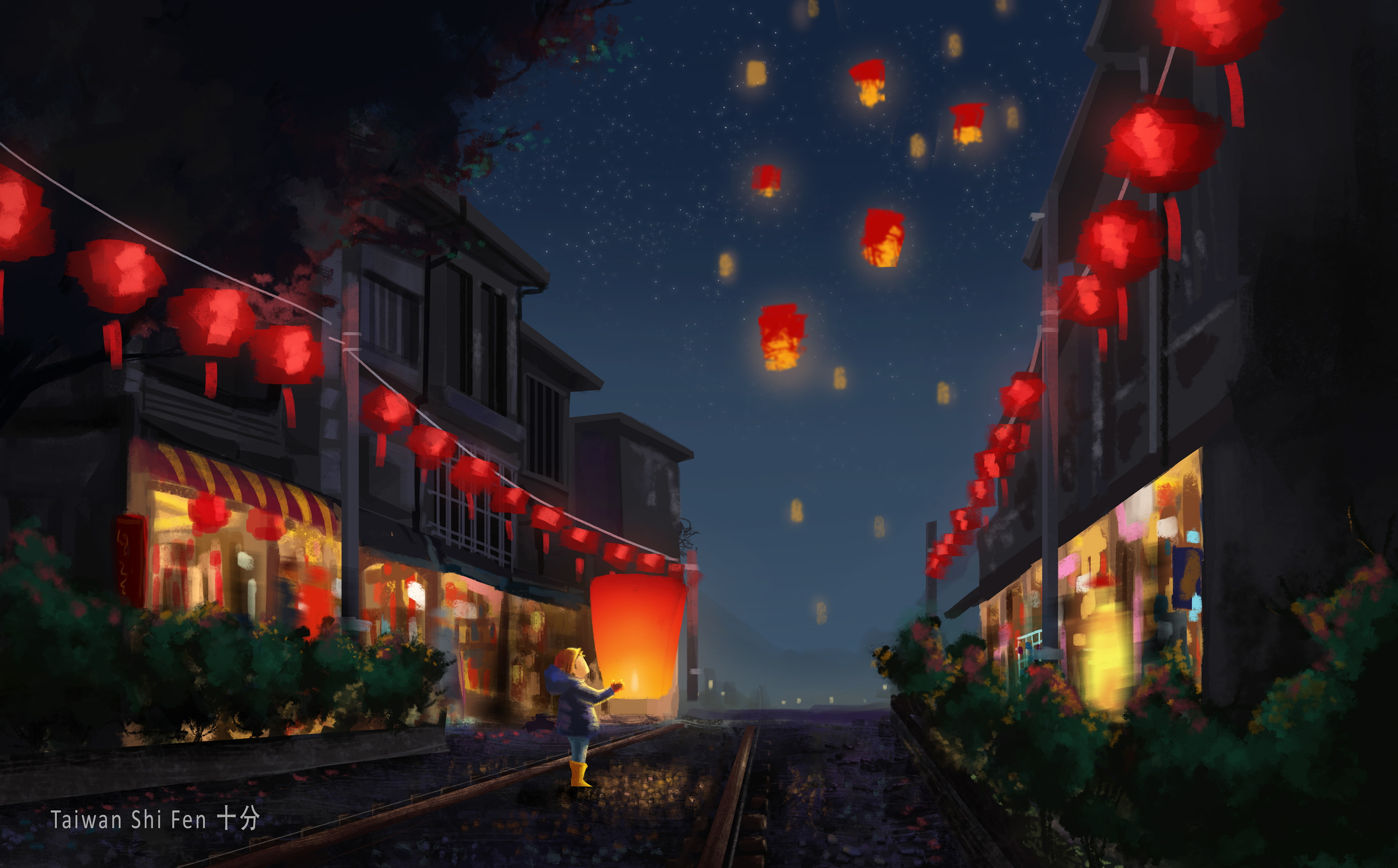 red, lot, illustration, lantern, Chinese New Year, 4K, Lantern Festival, candle, 4K, HD Wallpaper