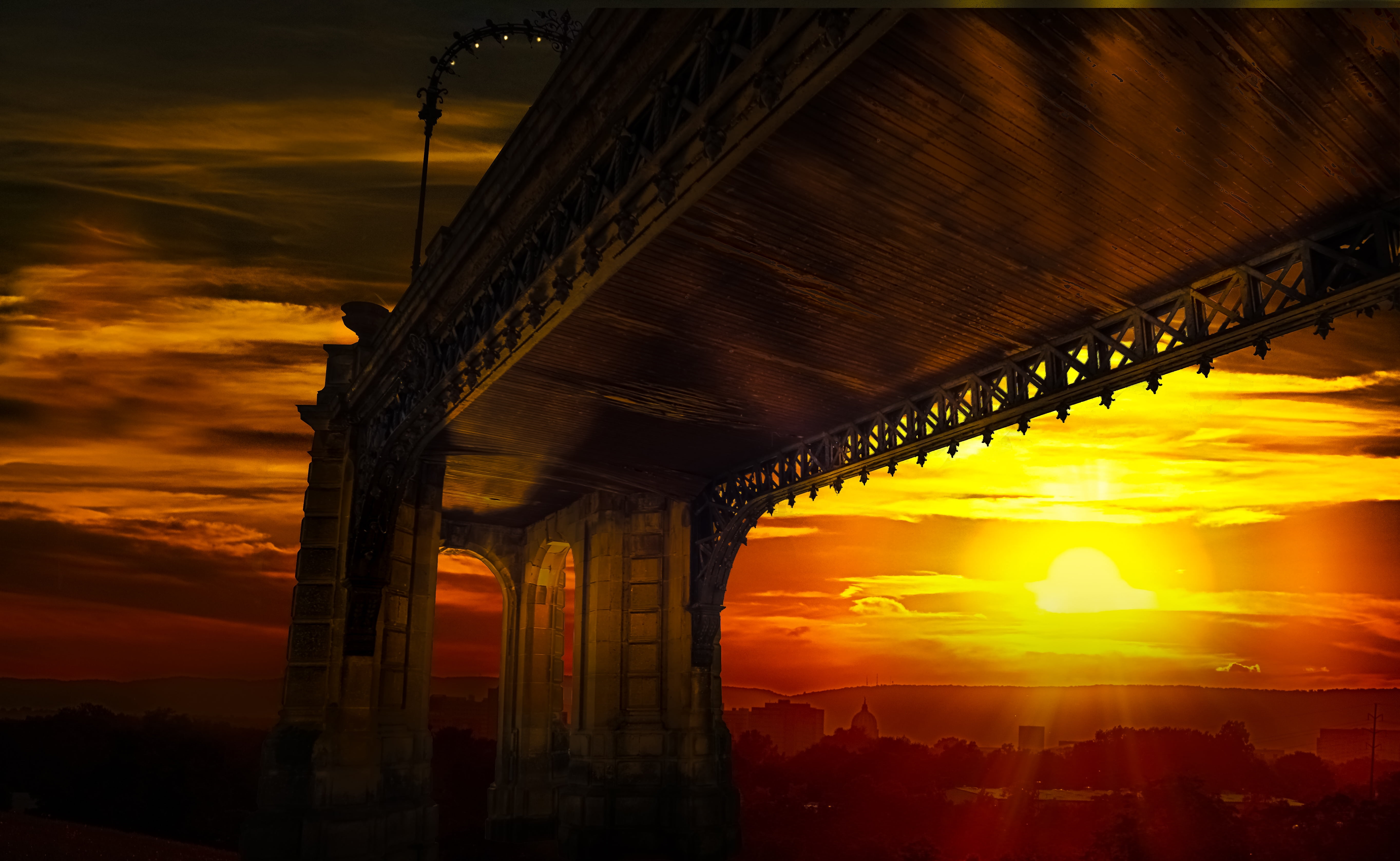color, orange color, sun, desktop background, red, cloud - sky, concrete, mood, idyllic, no people, transportation, abstract, pattern, outdoors, landscape, HD Wallpaper