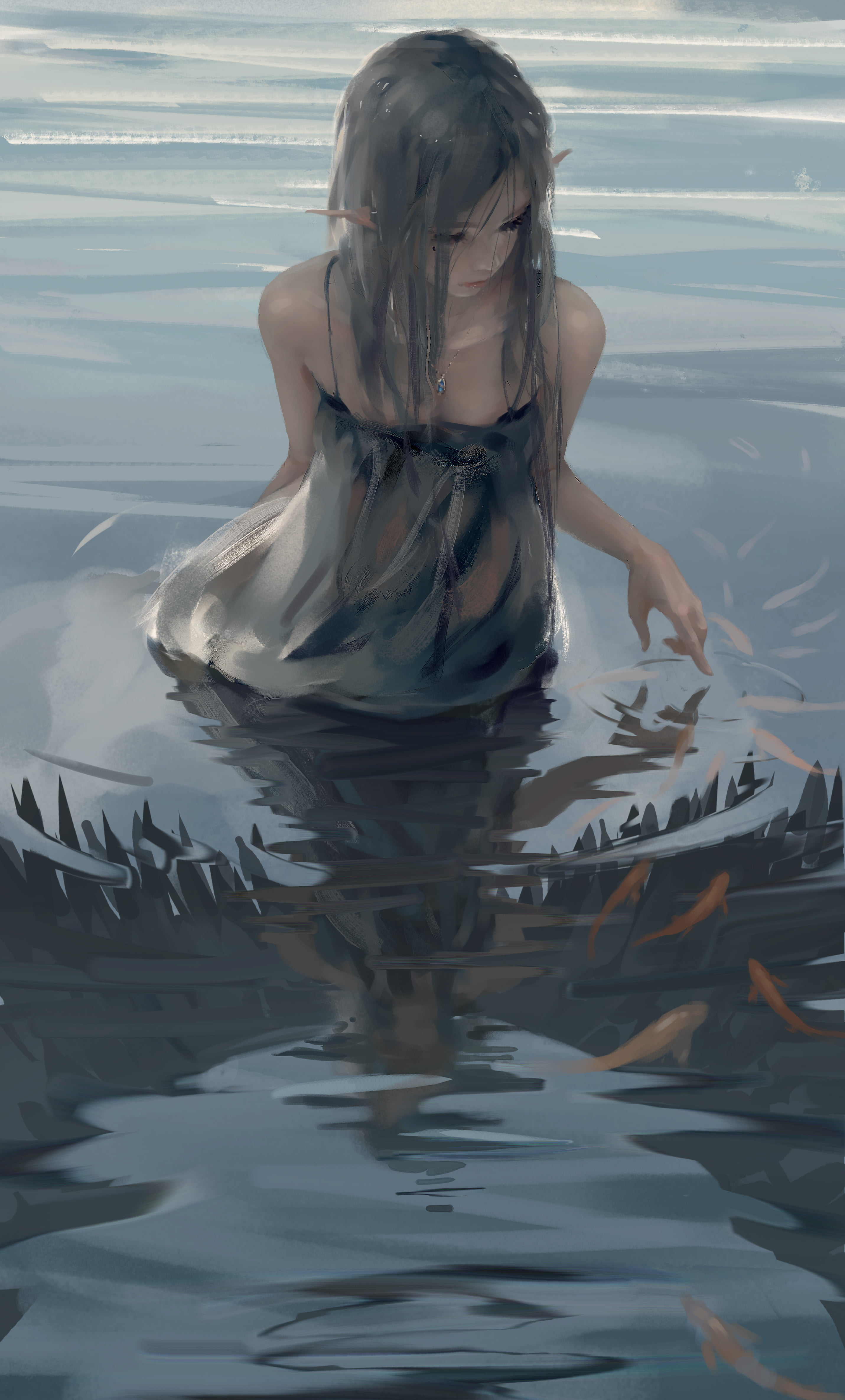 WLOP, anime, 4K, Phone HD Wallpaper
