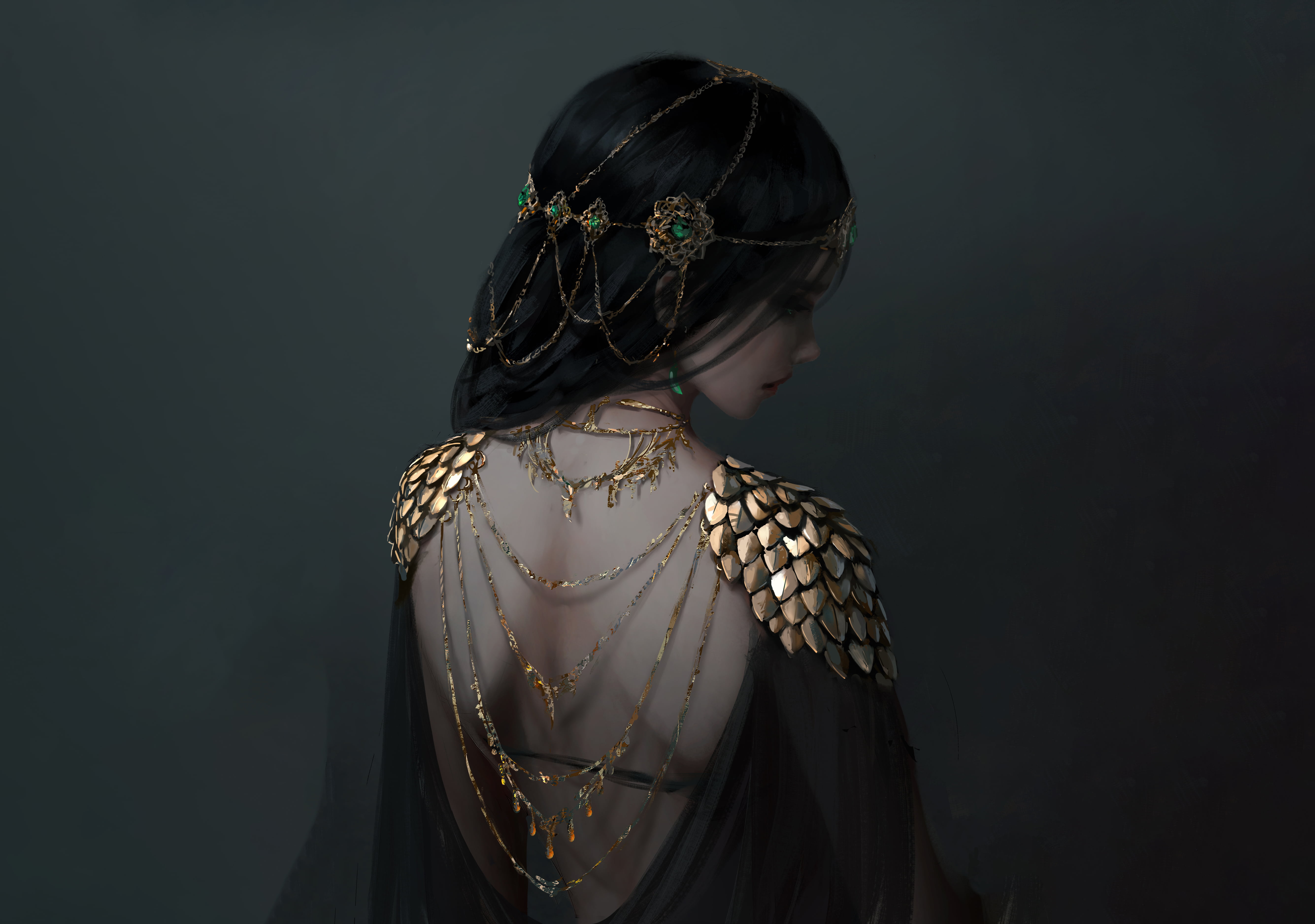 WLOP, 5K, women, black hair, HD Wallpaper
