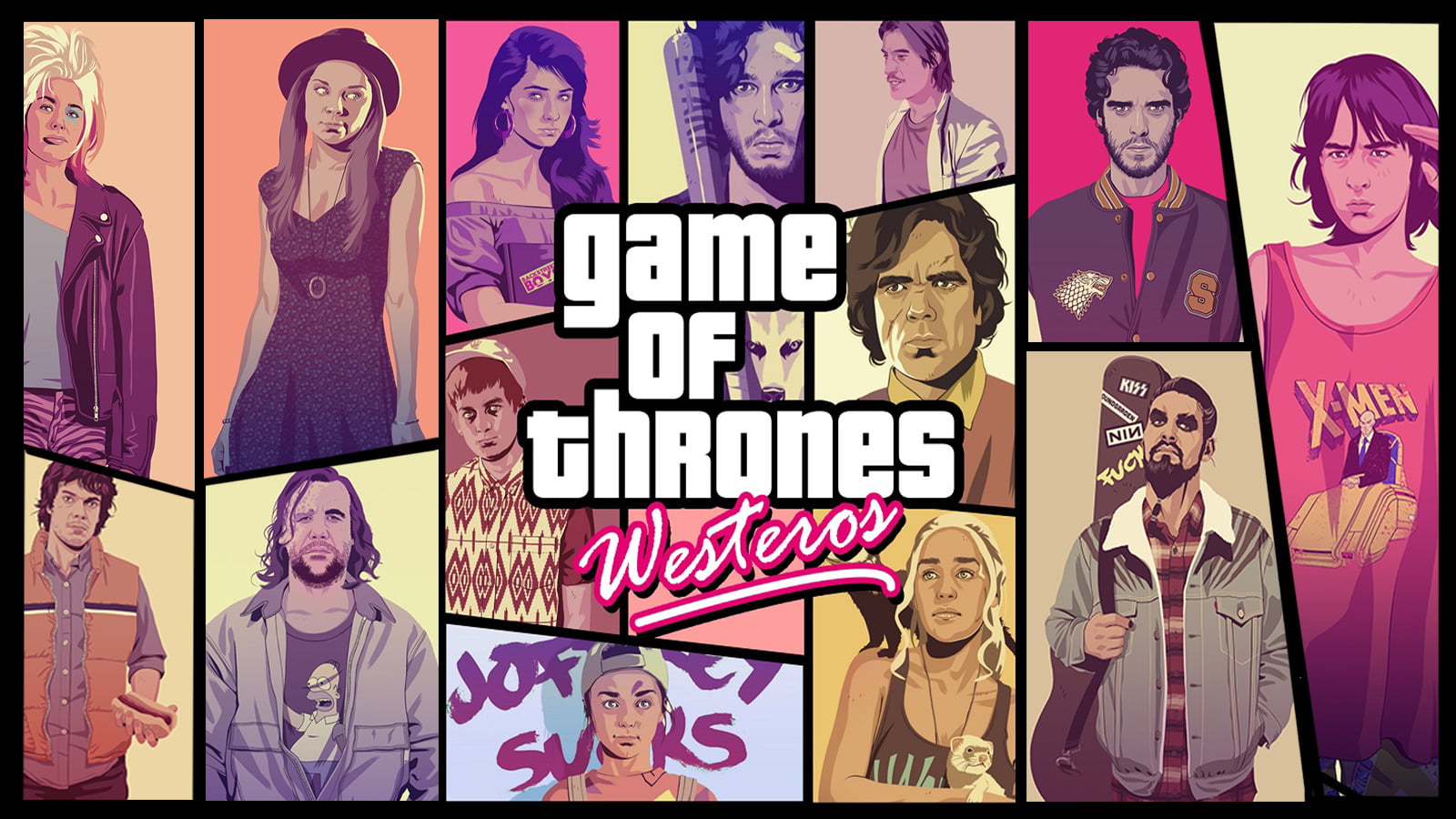 group, Crossover, thrones, female likeness, Margaery Tyrell, Game Of Thrones, Lena Headey, art and craft, TV Show, Sandor Clegane, Grand Theft Auto, Drogo (Game Of Thrones), HD Wallpaper