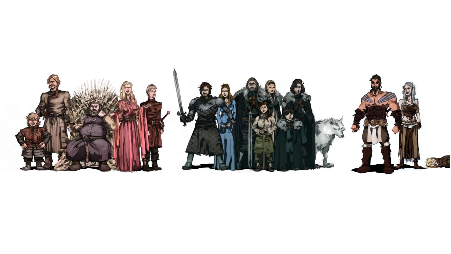 Catelyn Stark, artwork, Arya Stark, Joffrey Baratheon, Tyrion Lannister, TV Show, Robb Stark, Jaime Lannister, game, thrones, Daenerys Targaryen, House Stark, HD Wallpaper