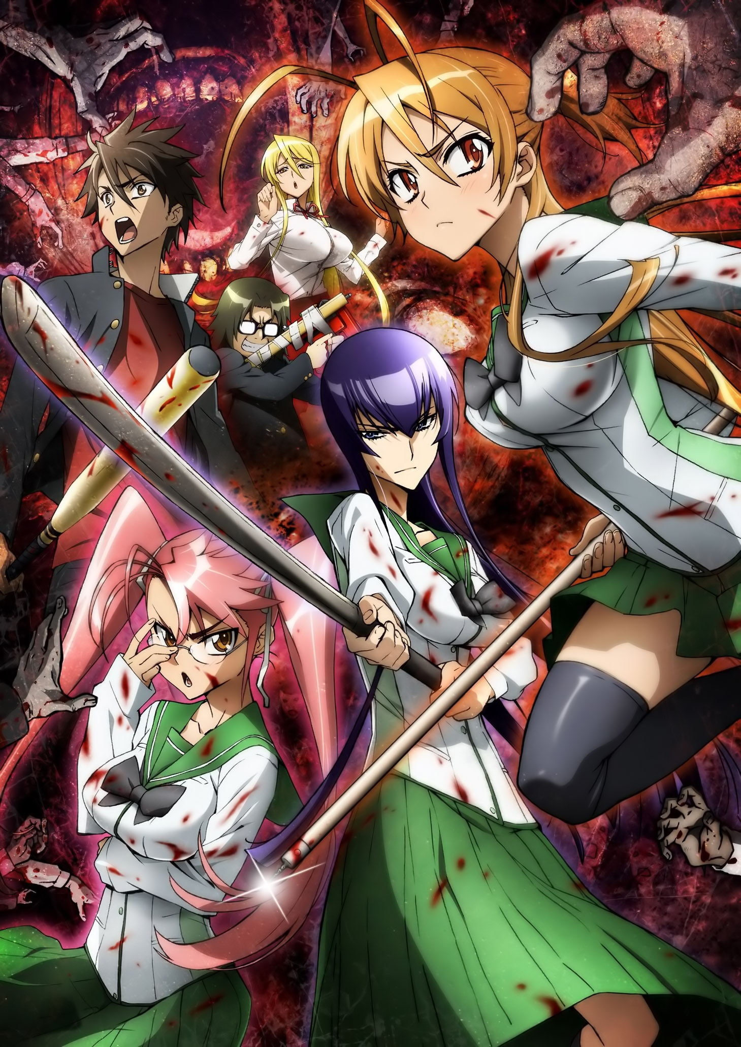 art, highschool of the dead, hd, miyamoto, x, rei, highschool, 1080P, Miyamoto Rei, dead, hot, anime, Phone HD Wallpaper
