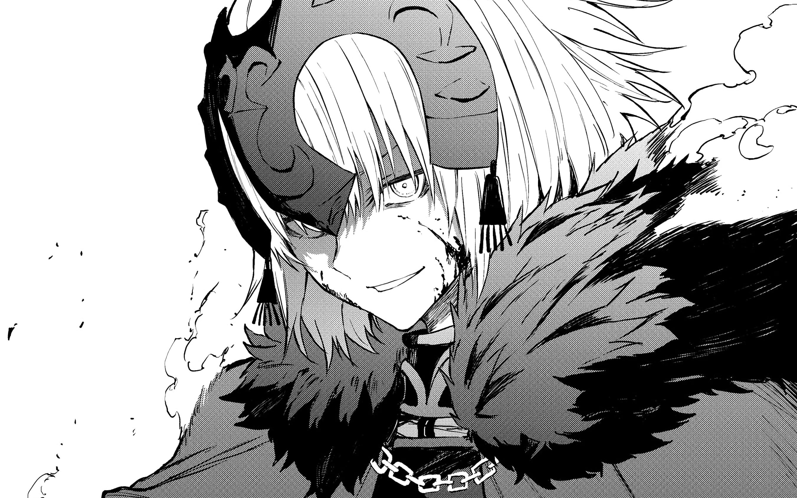 Monochrome, Short Hair, Jeanne dArc Alter, Fate Series, 2K, Sketch, Fate/Grand Order, Black and White, HD Wallpaper