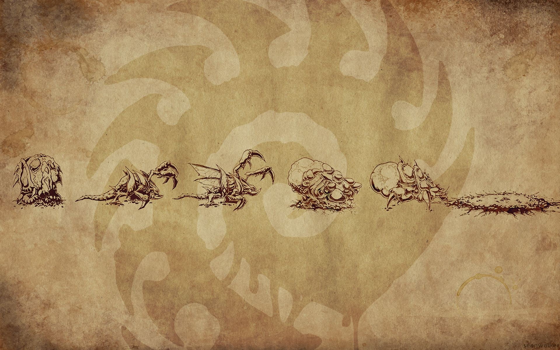 indoors, close-up, pattern, swarm, paper, backgrounds, no people, wall - building feature, StarCraft, mural, old, the past, 720P, communication, textile, HD Wallpaper