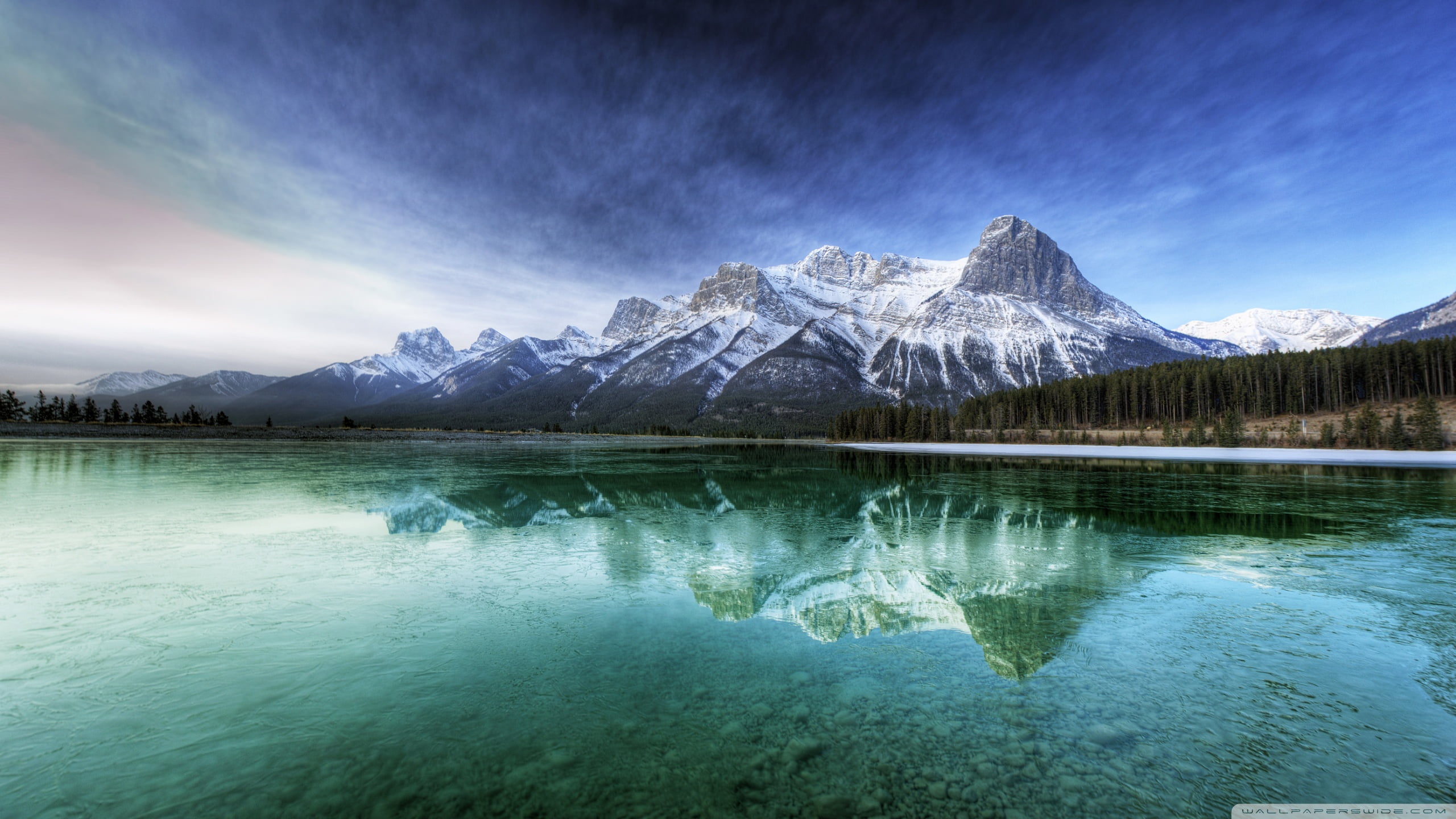 mountain peak, mountains, sky, snowcapped mountain, reflection, 2K, landscape, beauty in nature, nature, mountain, tranquility, formation, alp, water, HD Wallpaper