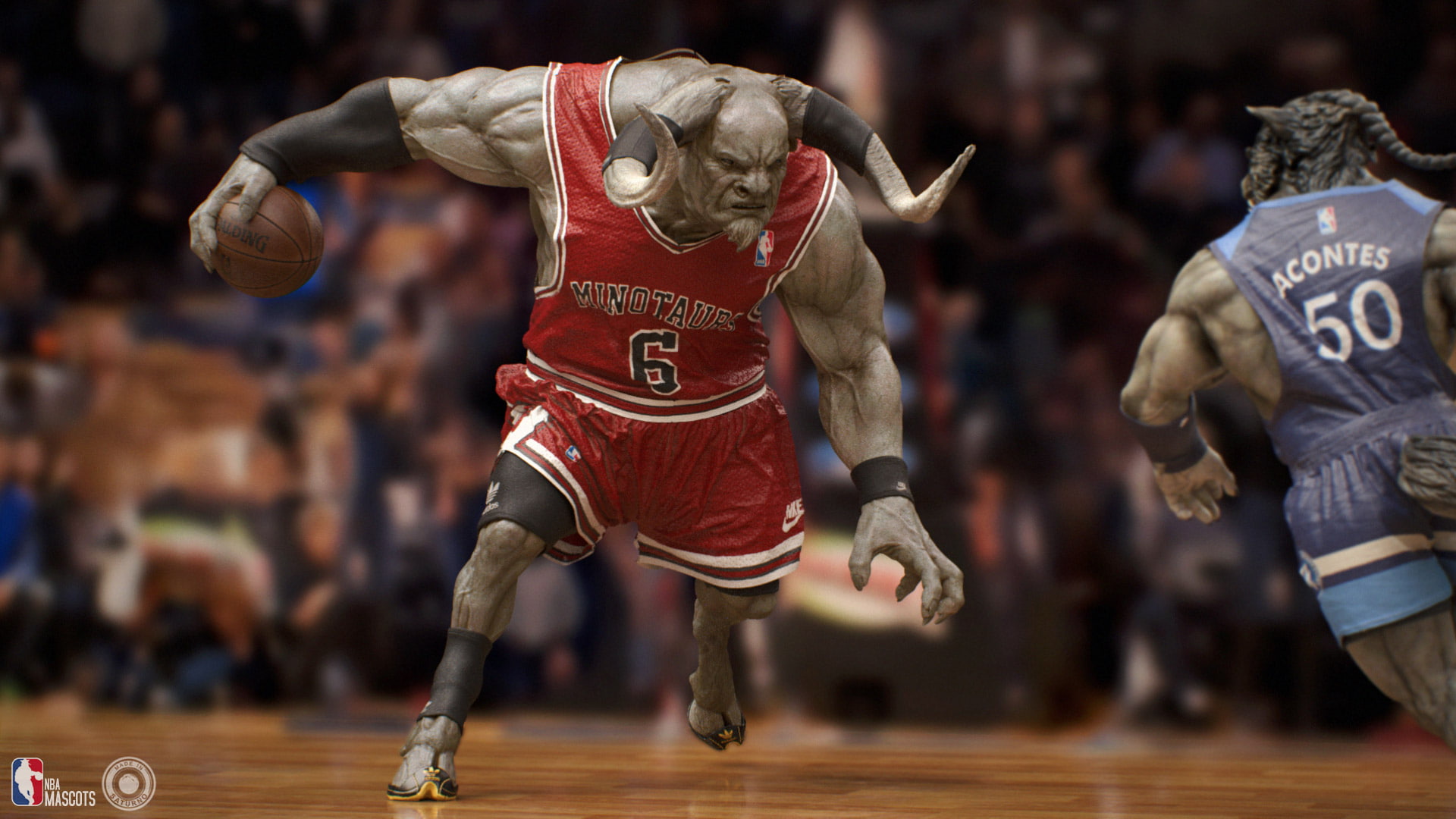 NBA, New Orleans, 1080P, watermarked, mythology, Chicago Bulls, minnesota timberwolves, creature, Minotaur, basketball, sport, werewolves, HD Wallpaper
