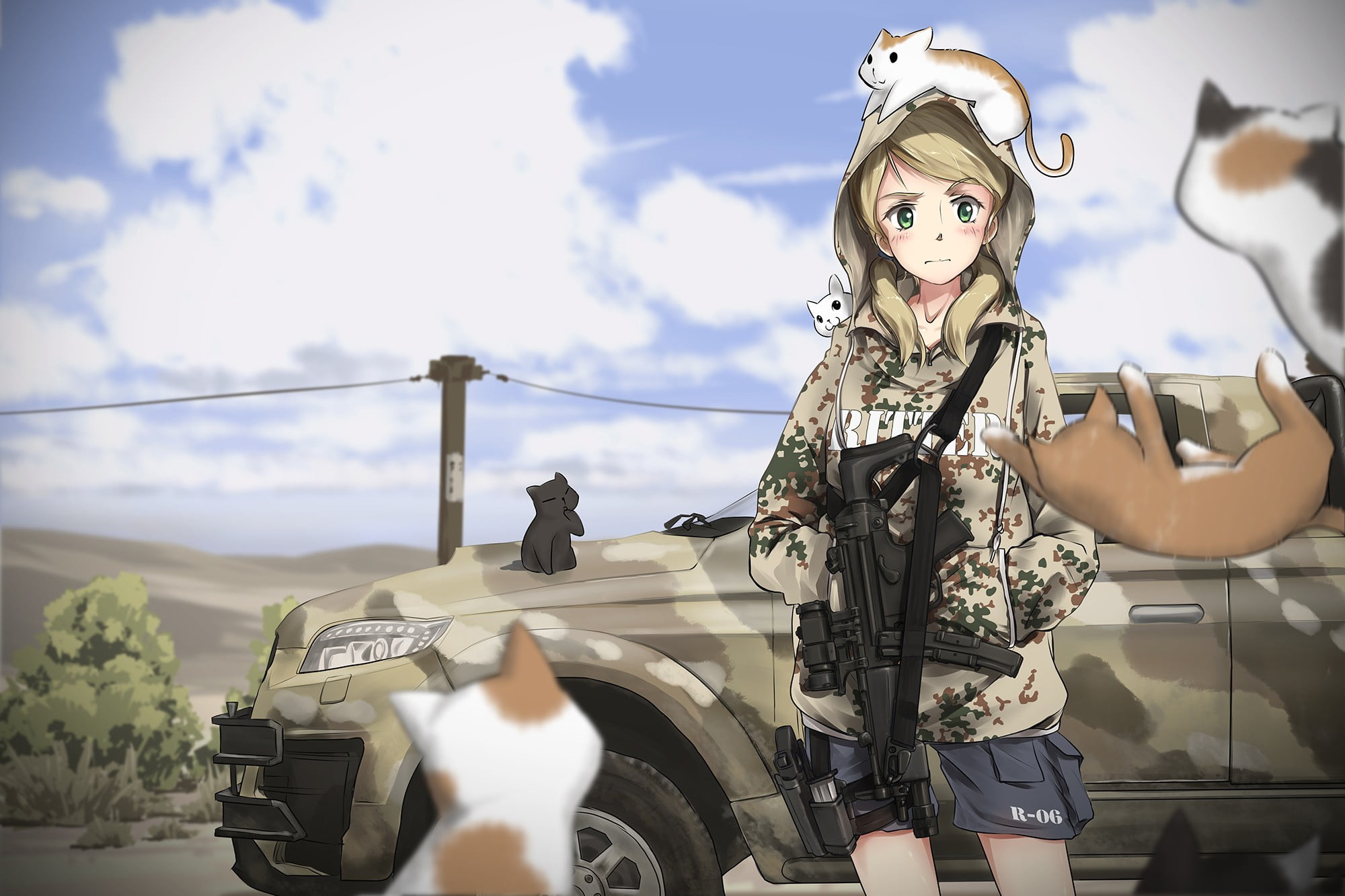 holding, outdoors, adult, looking at camera, anime girls, lifestyles, Toyota, clothing, rifle, beautiful woman, one person, female, Turkish Armed Forces, HD Wallpaper