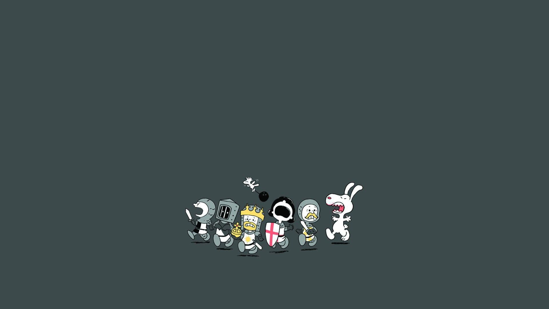 snoopy, clip, python, monty python and the holy grail, characters, 1080P, funny, holy, monty, charlie brown, monty python, art, cartoon, grail, 1920x1080, HD Wallpaper