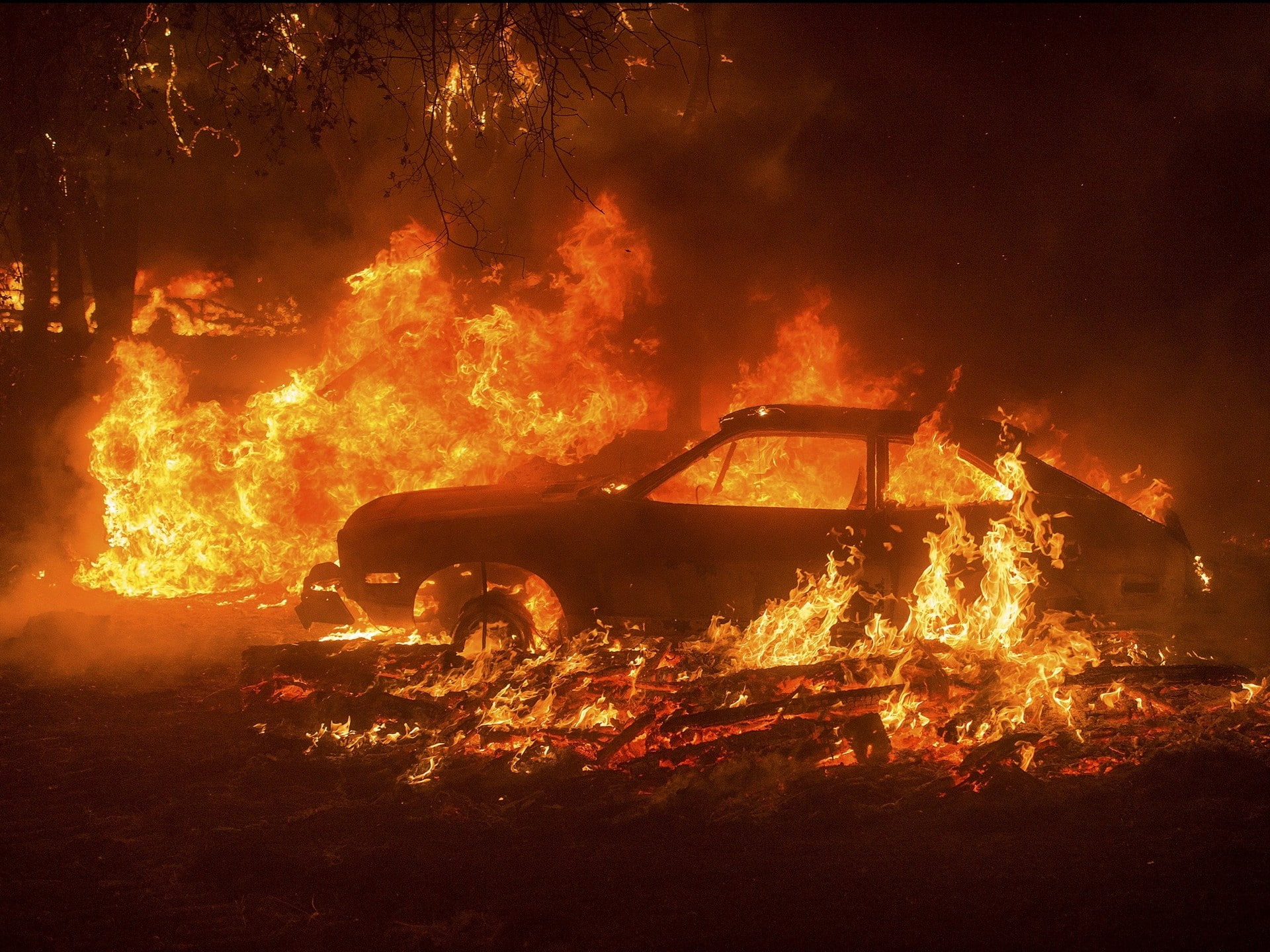 destruction, 1080P, fire, car, HD Wallpaper