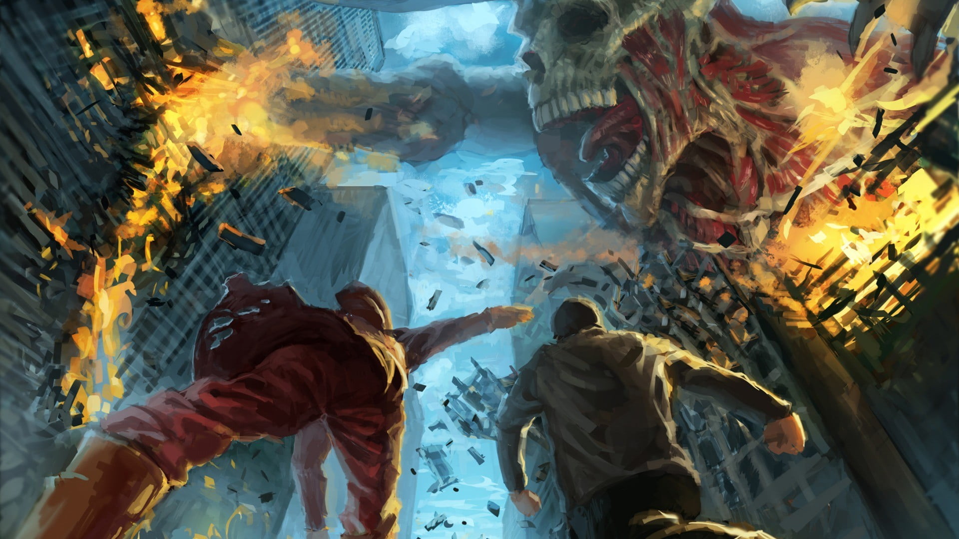 underwater, 1080P, application, large group of animals, Shingeki no Kyojin, destruction, swimming, school of fish, fish, real people, vertebrate, animals in captivity, HD Wallpaper