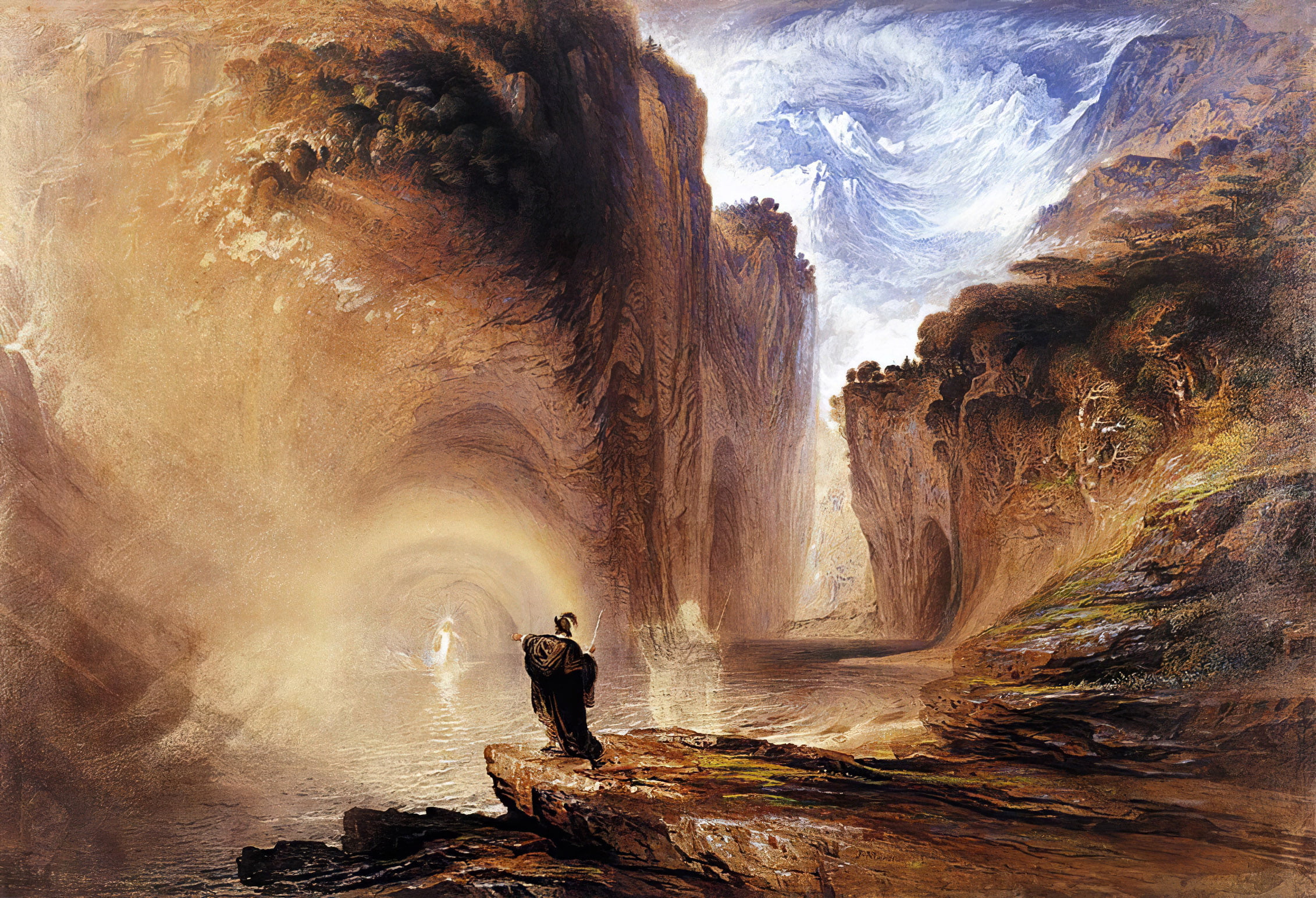 classic art, 1080P, Manfred and the Alpine Witch, John Martin, classical art, painting, HD Wallpaper