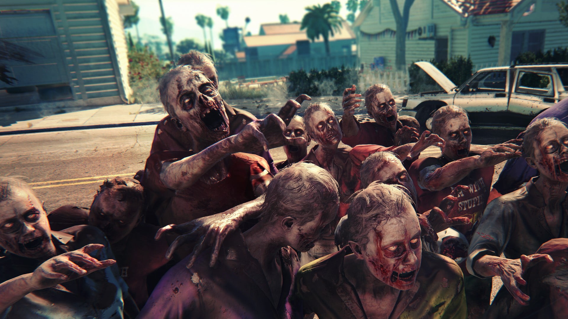 leisure activity, 1080P, building exterior, dead, mode of transportation, men, outdoors, zombies, walking, real people, video games, digital, city, street, HD Wallpaper