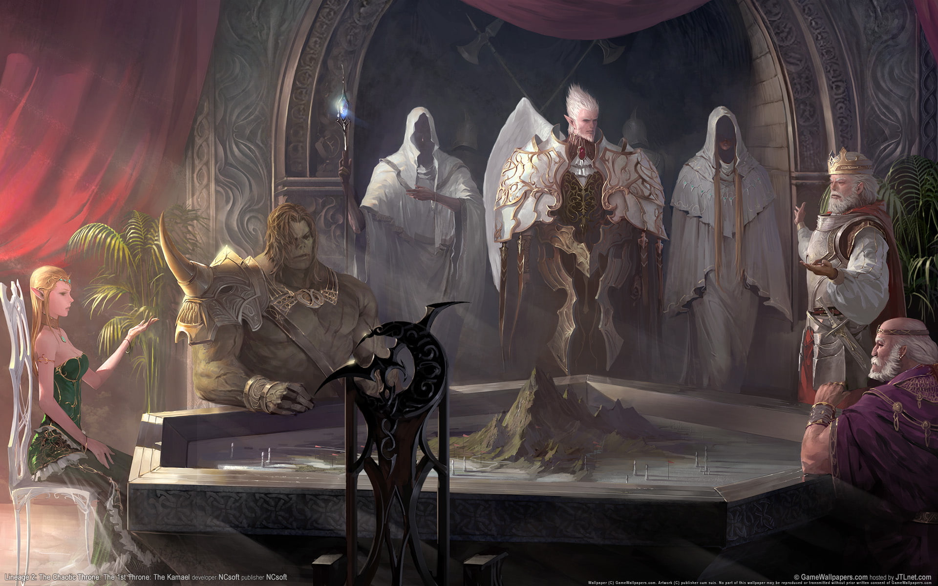 statue, representation, gathering, belief, church, spirituality, warriors, architecture, fantasy, human representation, lineage 2, catholicism, cultures, HD Wallpaper