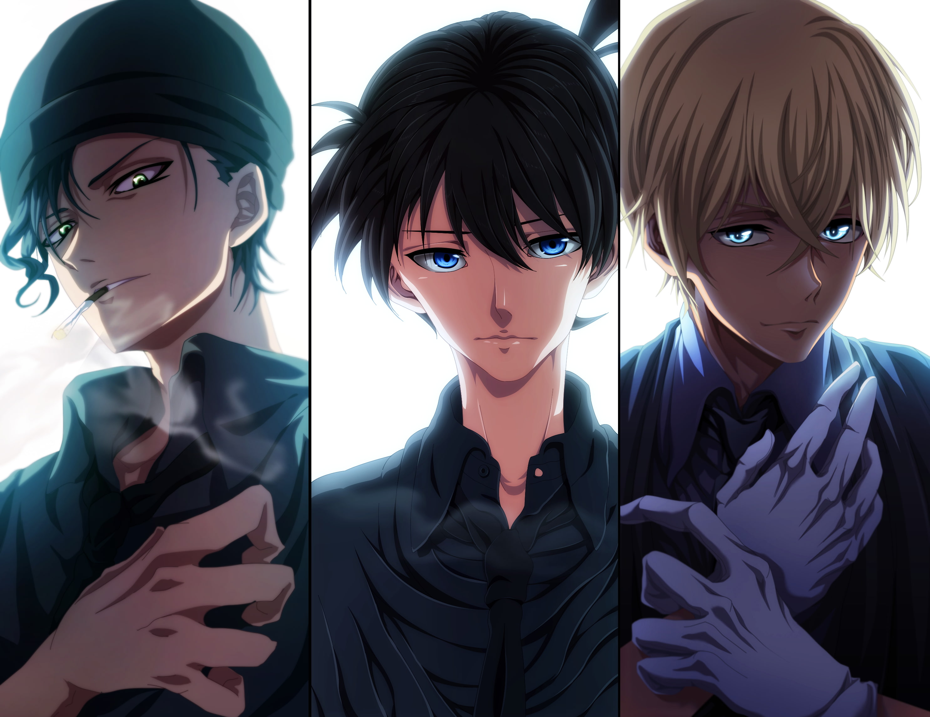2K, Anime, Shuichi Akai, Rei Furuya, Shinichi Kudo, Detective Conan, HD Wallpaper