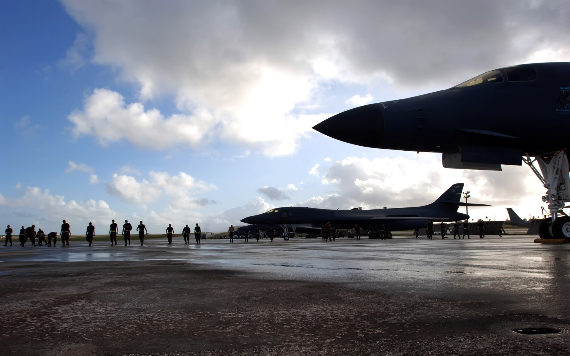 travel, land, nature, transportation, plane, jets, Rockwell B-1 Lancer, architecture, aircraft, outdoors, air vehicle, aerospace industry, cloud - sky, HD Wallpaper