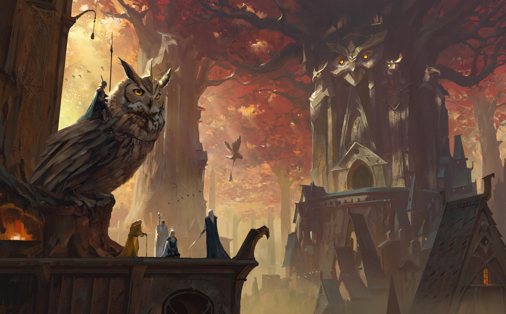 Creature, Forest, 1080P, Owl, City, Fantasy, HD Wallpaper