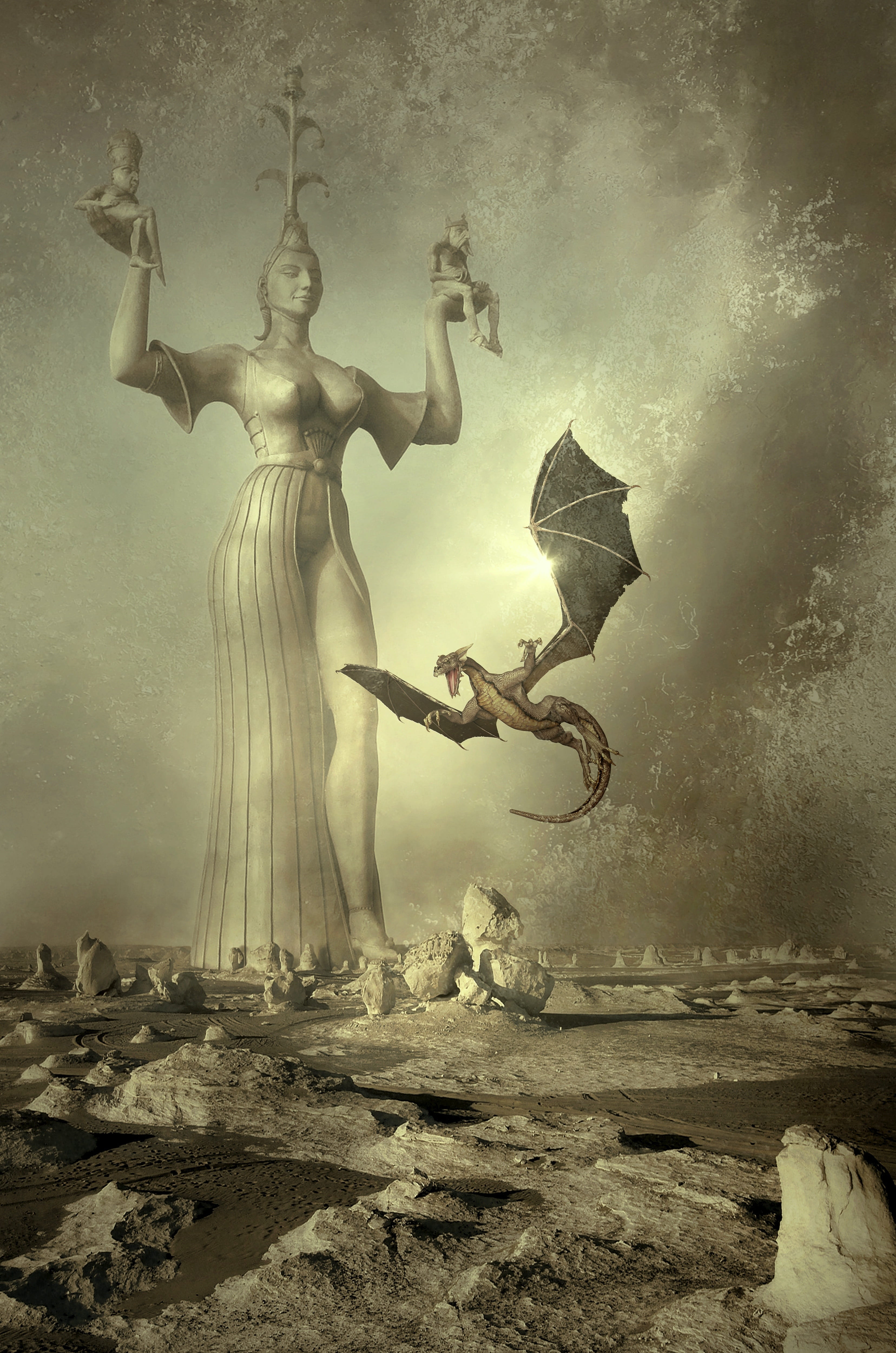 history, dream, beauty, art and craft, cover, gloomy, stone desert, women, flying, adult, composing, young adult, lighting, fantasy, magic, divine, near, Phone HD Wallpaper